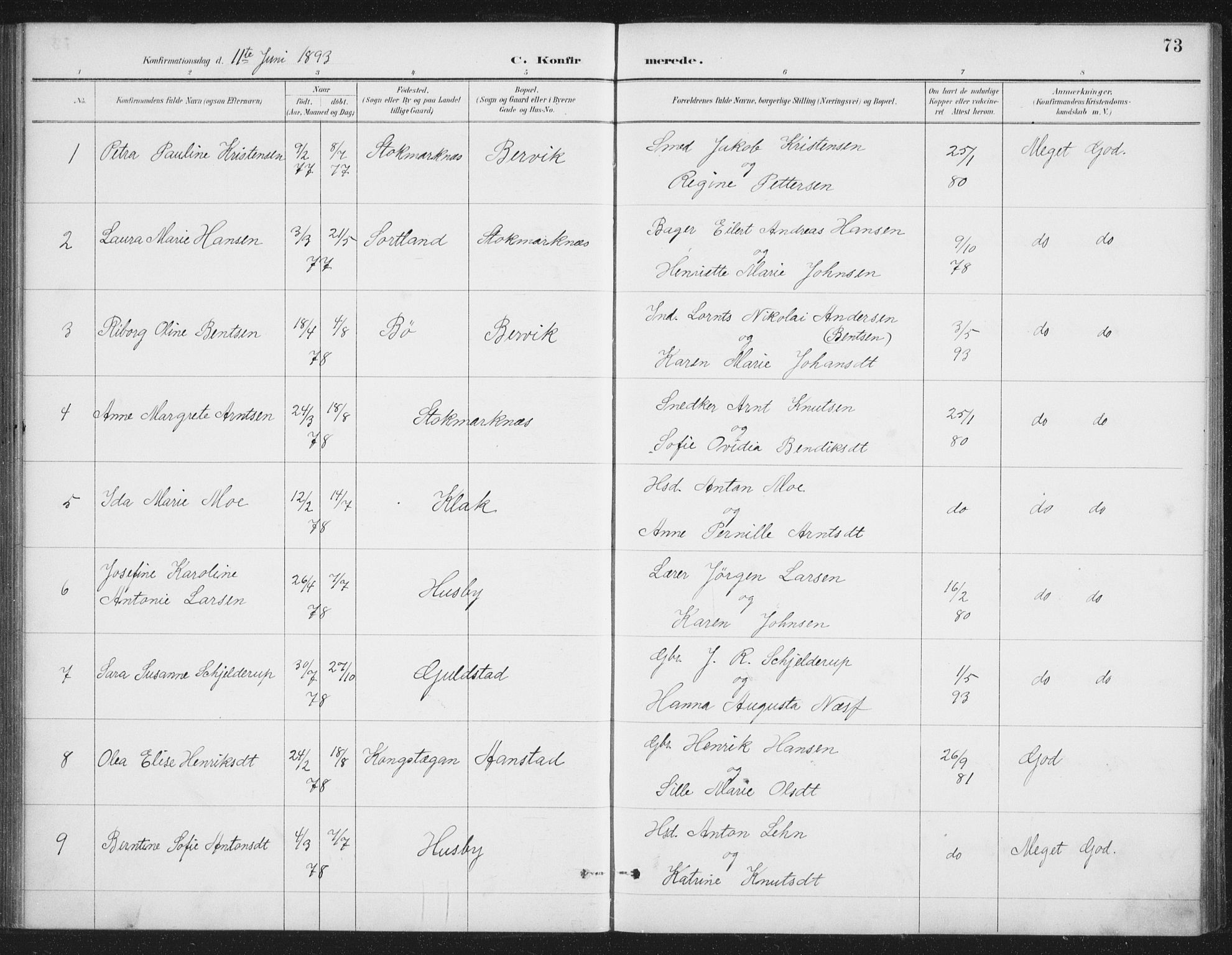 Ministerialprotokoller, klokkerbøker og fødselsregistre - Nordland, SAT/A-1459/888/L1245: Ministerialbok nr. 888A11, 1888-1900, s. 73