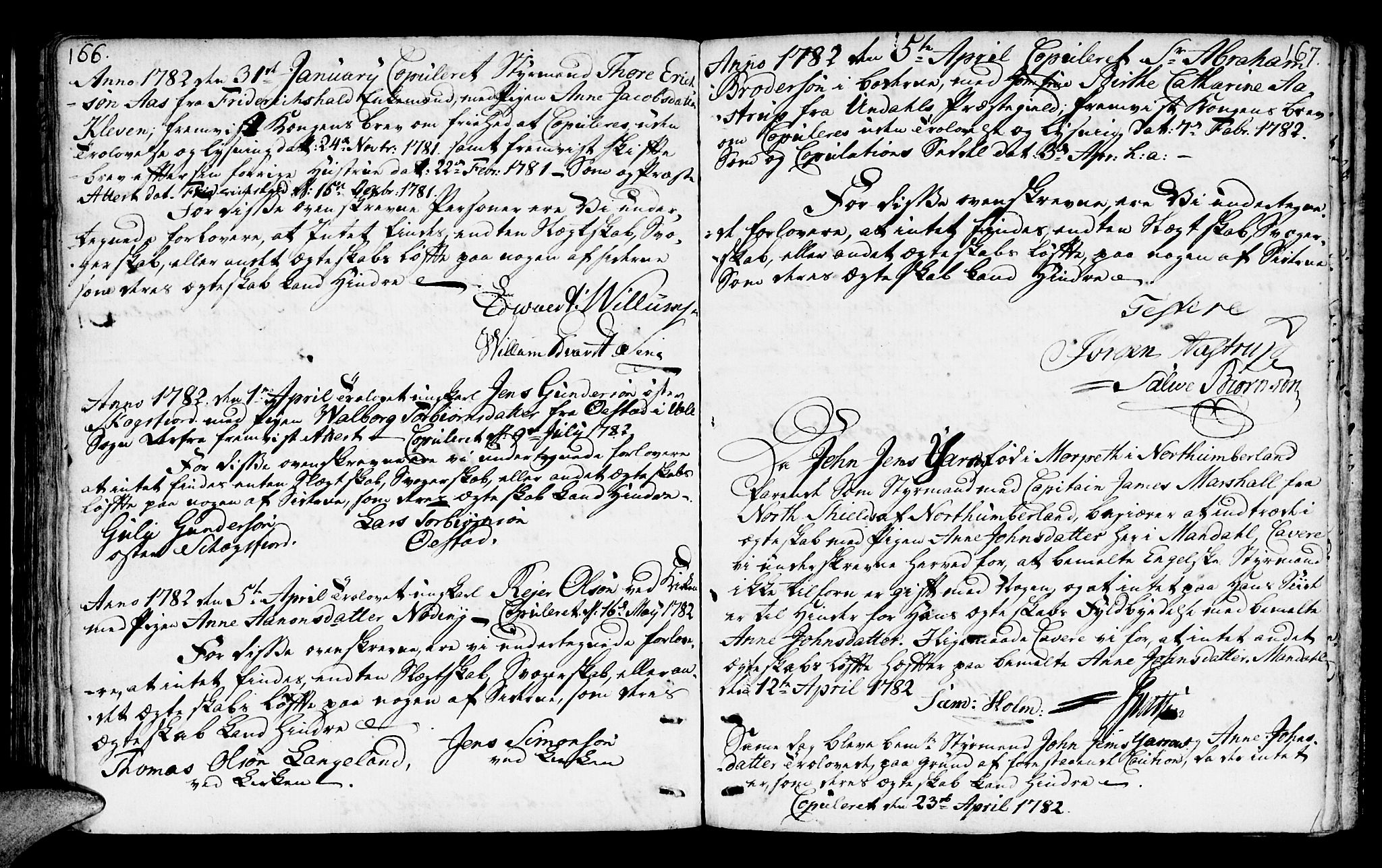 Mandal sokneprestkontor, AV/SAK-1111-0030/F/Fa/Faa/L0006: Ministerialbok nr. A 6, 1755-1783, s. 166-167