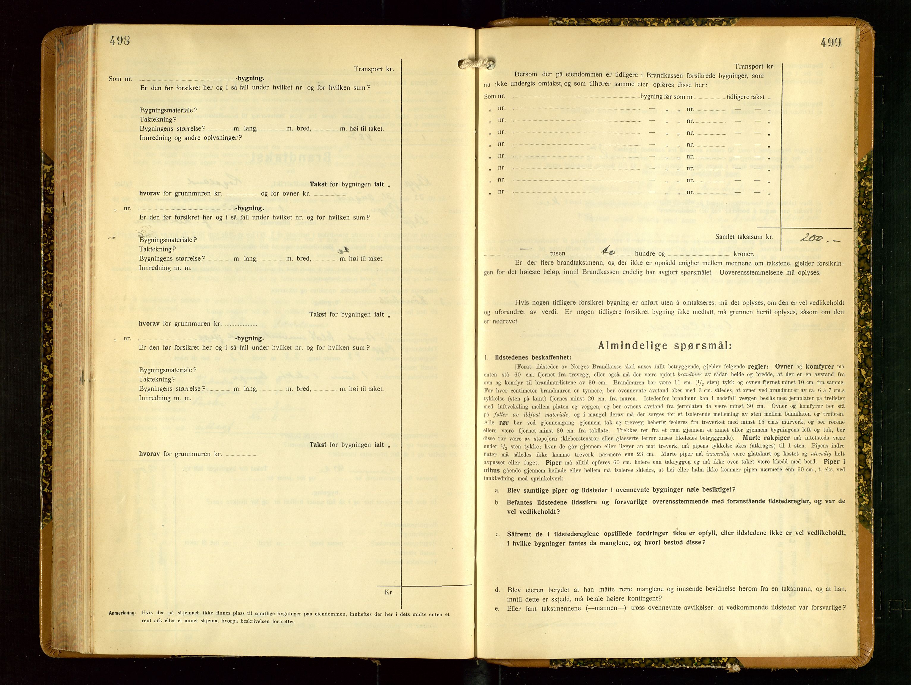 Klepp lensmannskontor, SAST/A-100163/Goc/L0012: "Brandtakstprotokoll" m/register, 1929-1933, s. 498-499