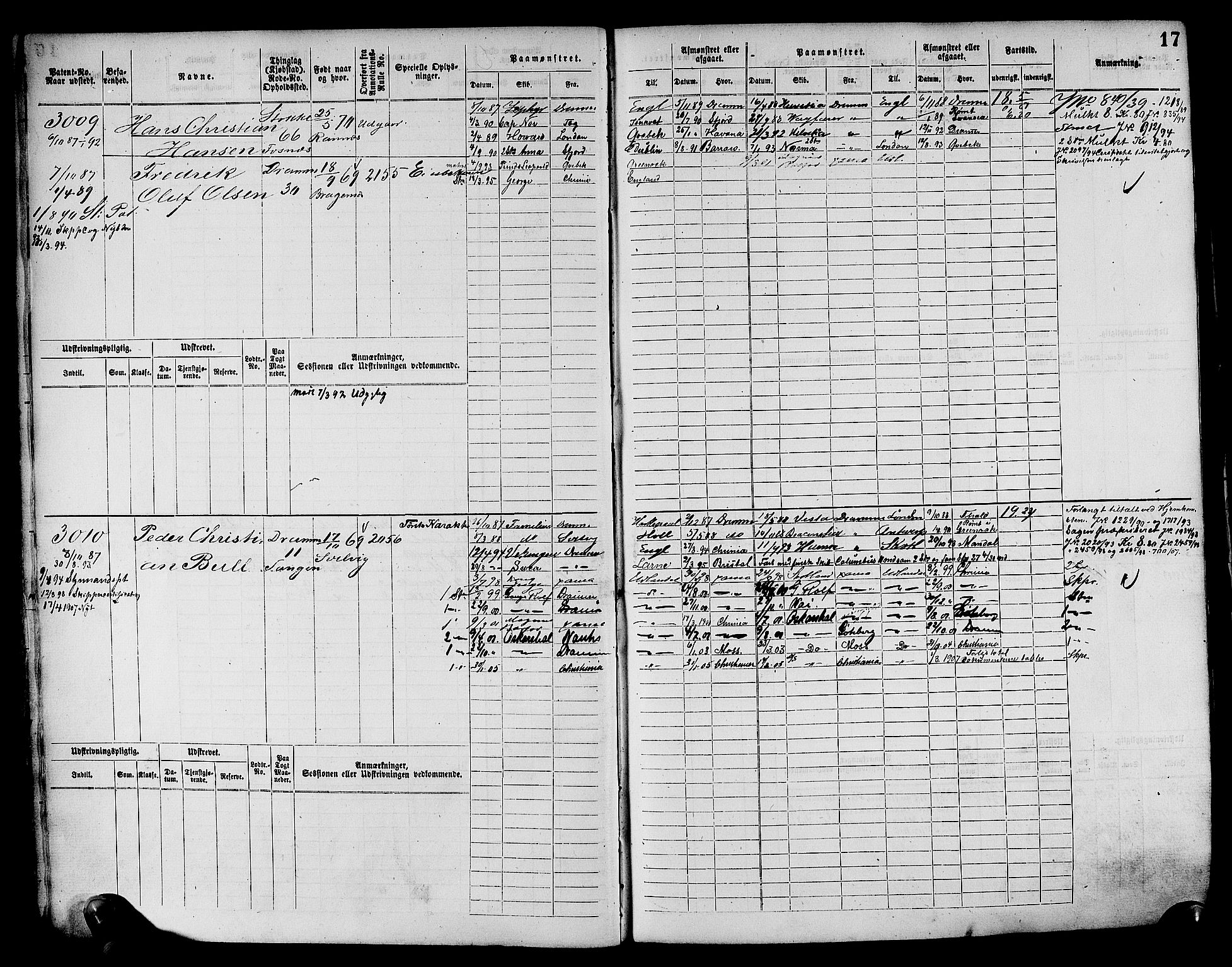 Drammen innrulleringsdistrikt, AV/SAKO-A-781/F/Fc/L0004: Hovedrulle, 1885, s. 19