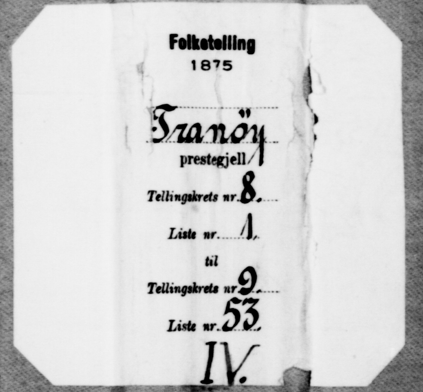 SATØ, Folketelling 1875 for 1927P Tranøy prestegjeld, 1875