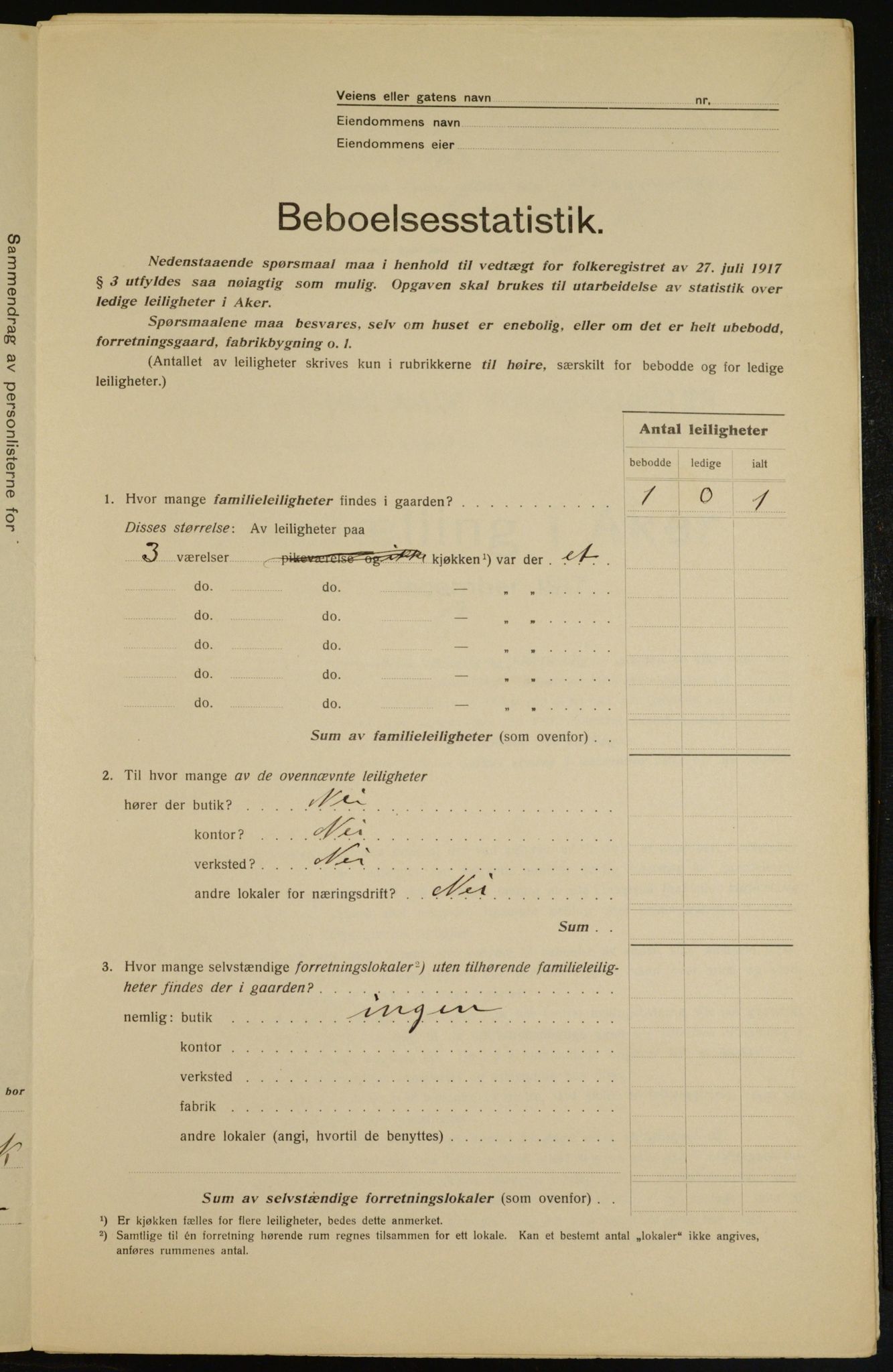 OBA, Kommunal folketelling 1.12.1917 for Aker, 1917, s. 10413