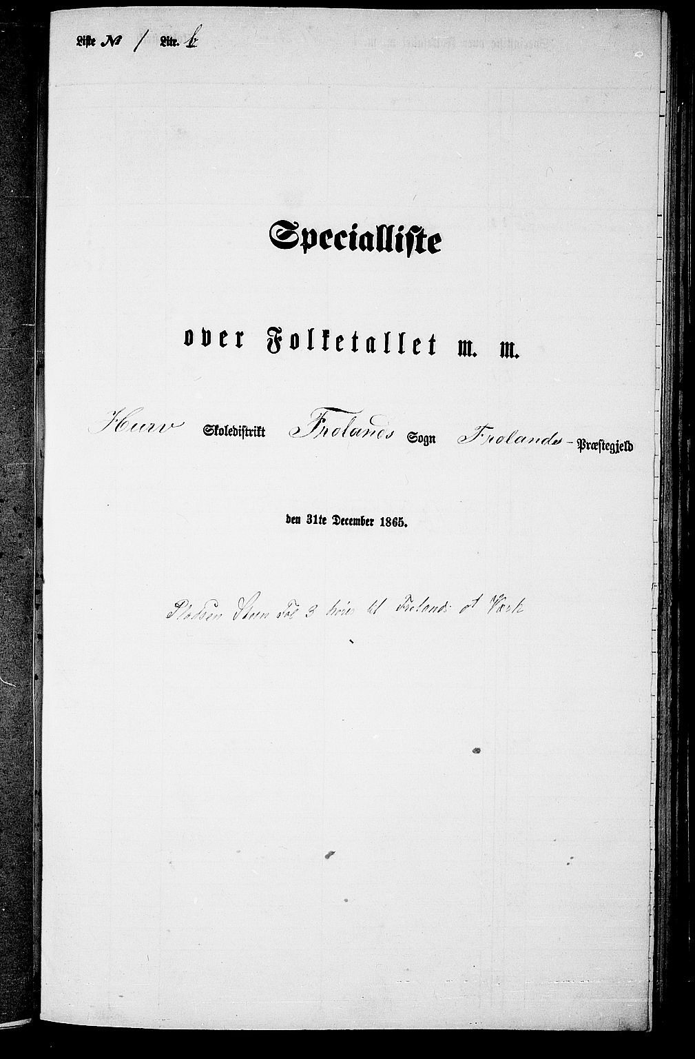 RA, Folketelling 1865 for 0919P Froland prestegjeld, 1865, s. 25