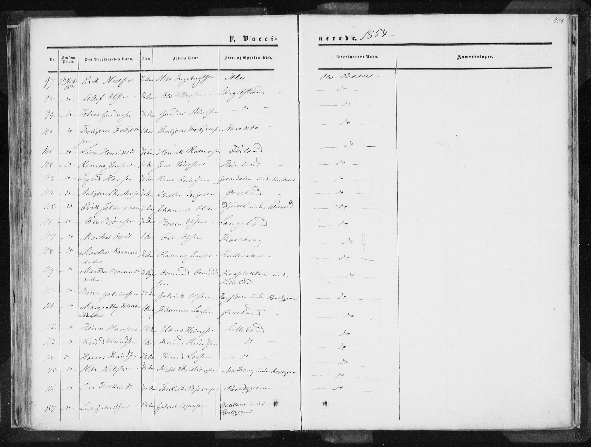 Vikedal sokneprestkontor, AV/SAST-A-101840/01/IV: Ministerialbok nr. A 6.2, 1851-1867, s. 438