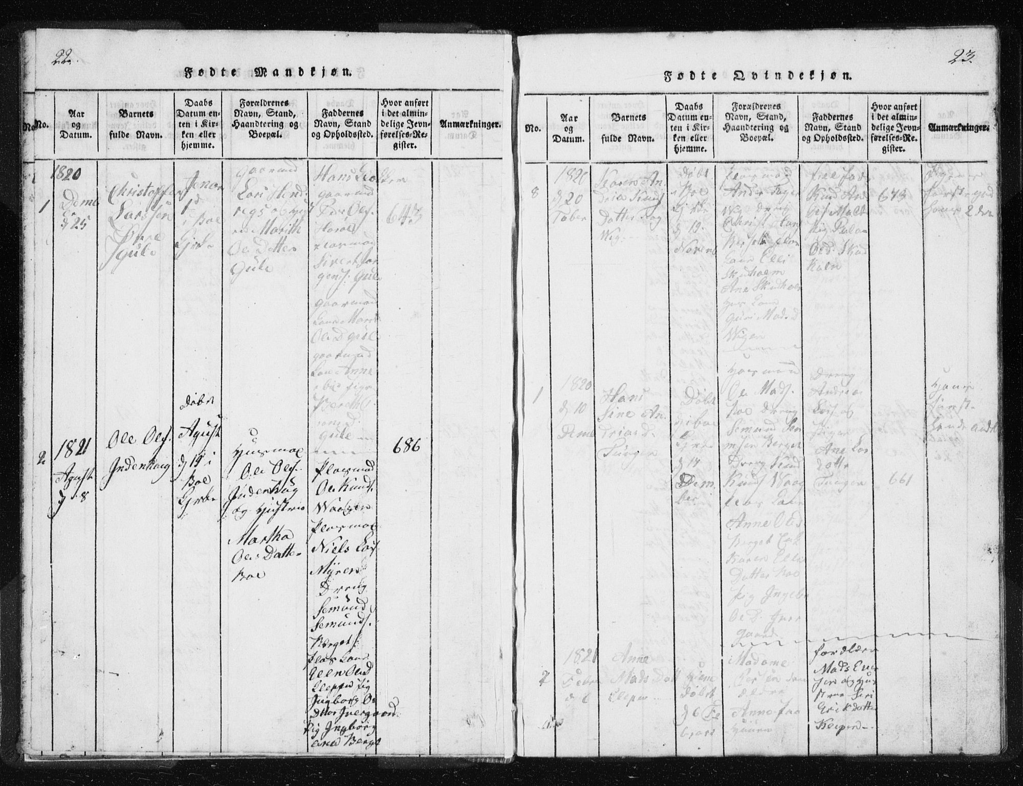 Ministerialprotokoller, klokkerbøker og fødselsregistre - Møre og Romsdal, SAT/A-1454/566/L0772: Klokkerbok nr. 566C01, 1818-1845, s. 22-23