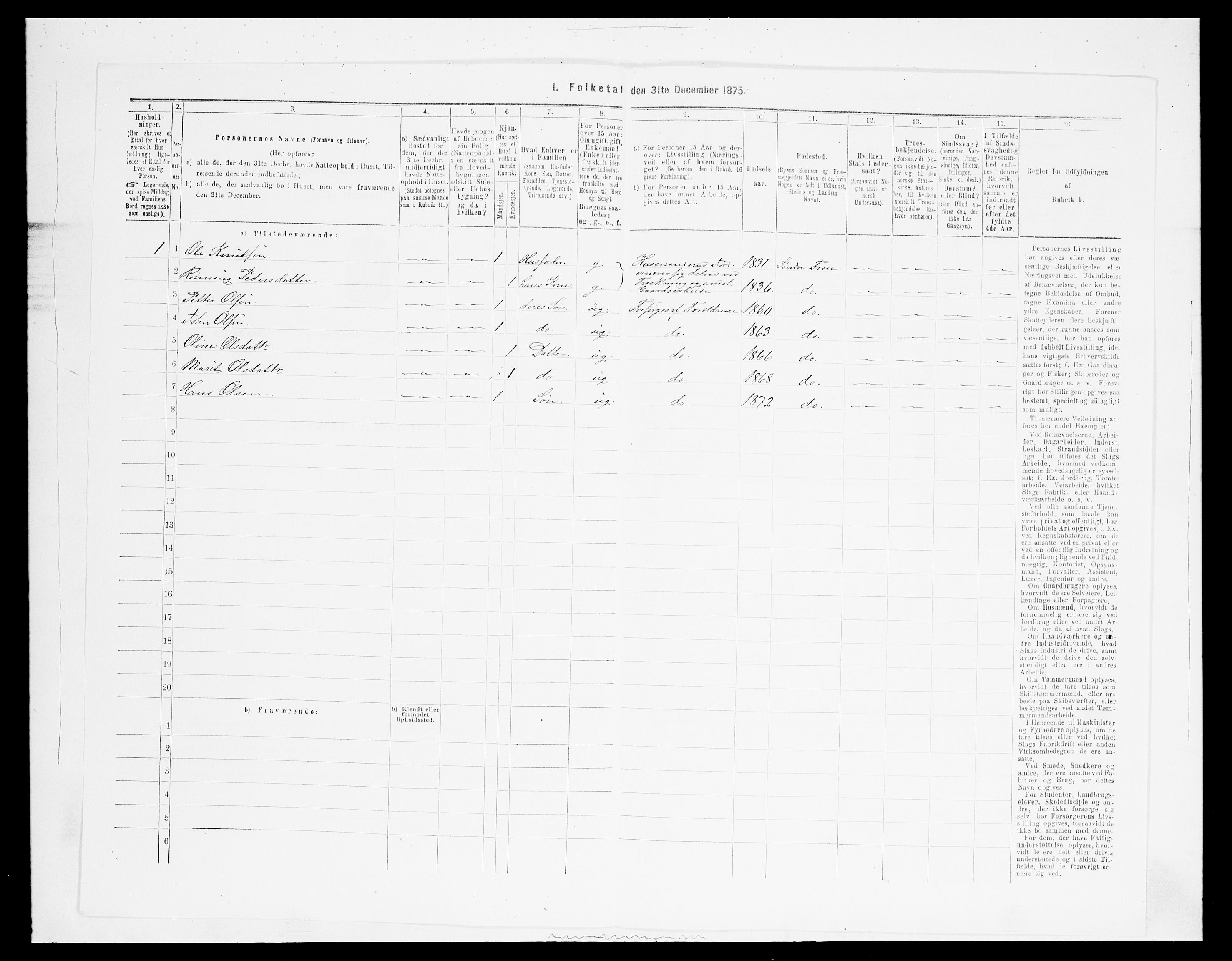 SAH, Folketelling 1875 for 0519P Sør-Fron prestegjeld, 1875, s. 1011