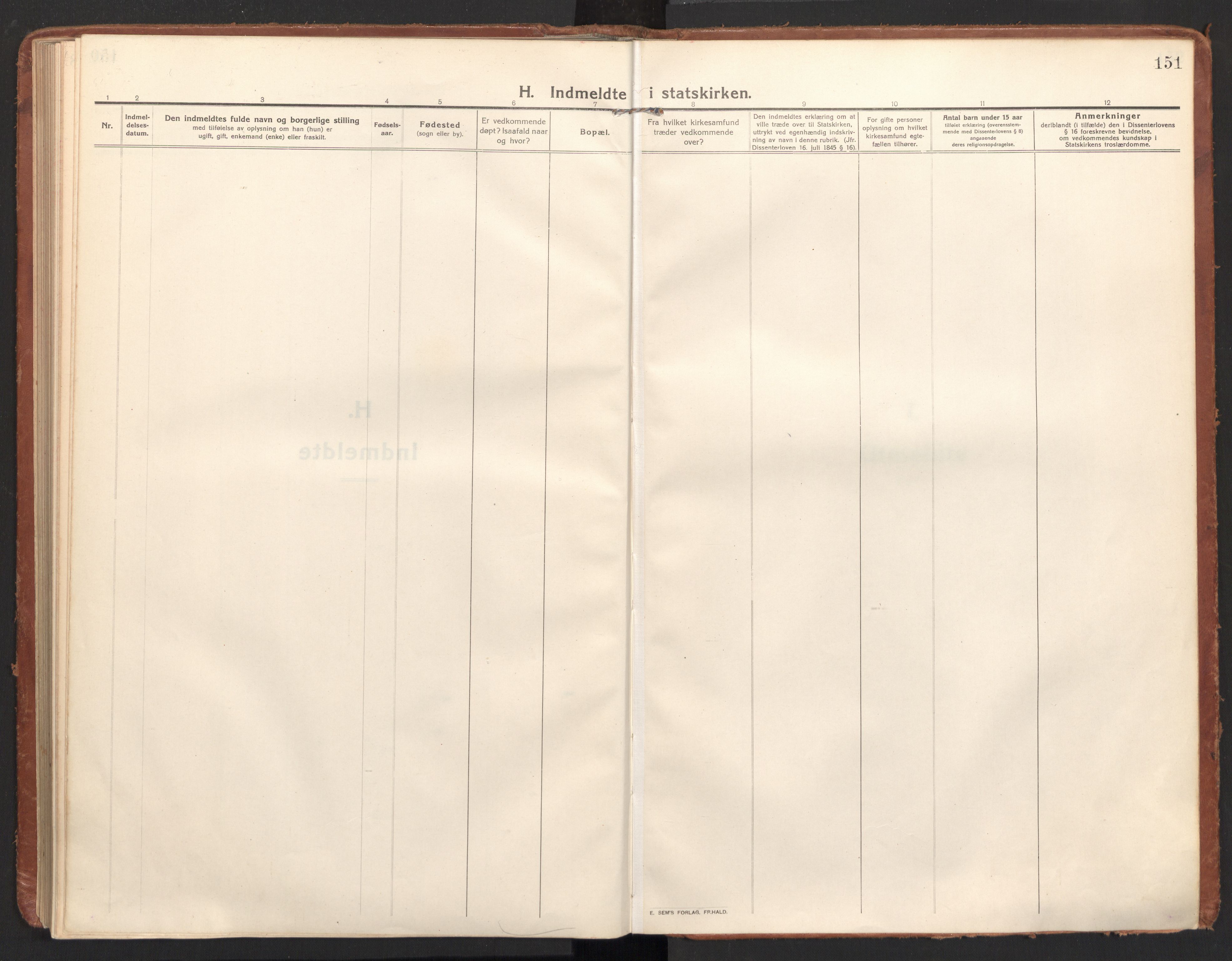 Ministerialprotokoller, klokkerbøker og fødselsregistre - Nordland, SAT/A-1459/811/L0168: Ministerialbok nr. 811A05, 1914-1932, s. 151
