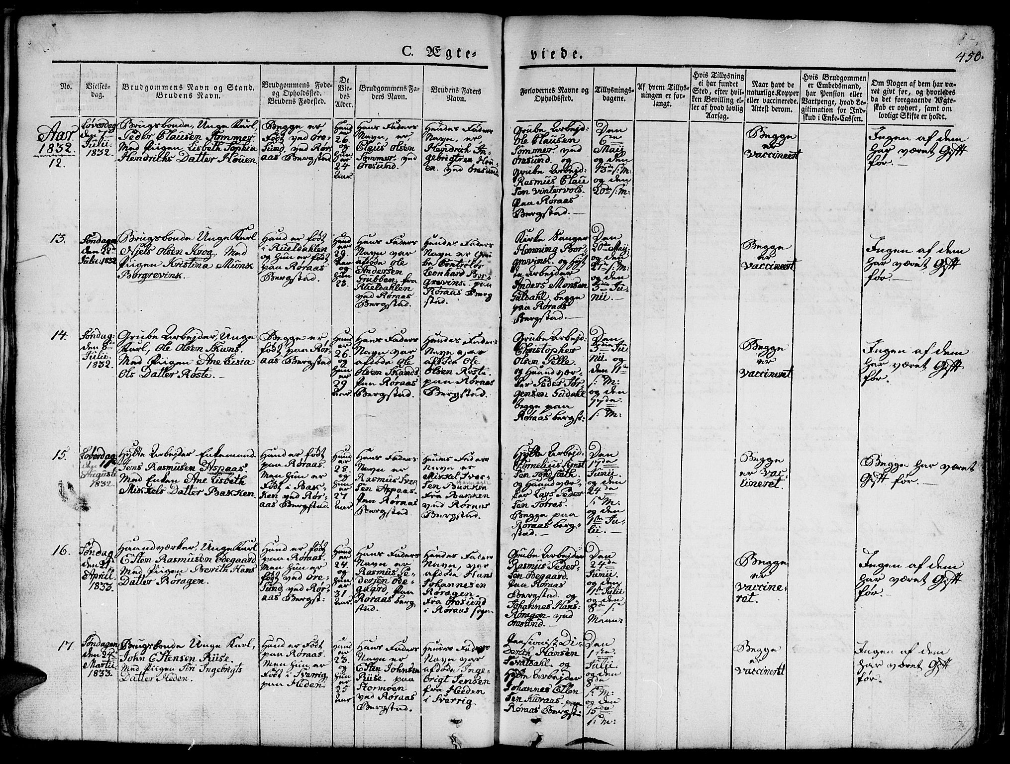 Ministerialprotokoller, klokkerbøker og fødselsregistre - Sør-Trøndelag, AV/SAT-A-1456/681/L0939: Klokkerbok nr. 681C03, 1829-1855, s. 450