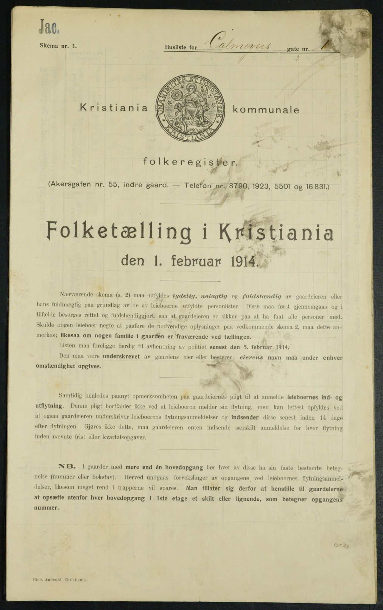 OBA, Kommunal folketelling 1.2.1914 for Kristiania, 1914, s. 11518