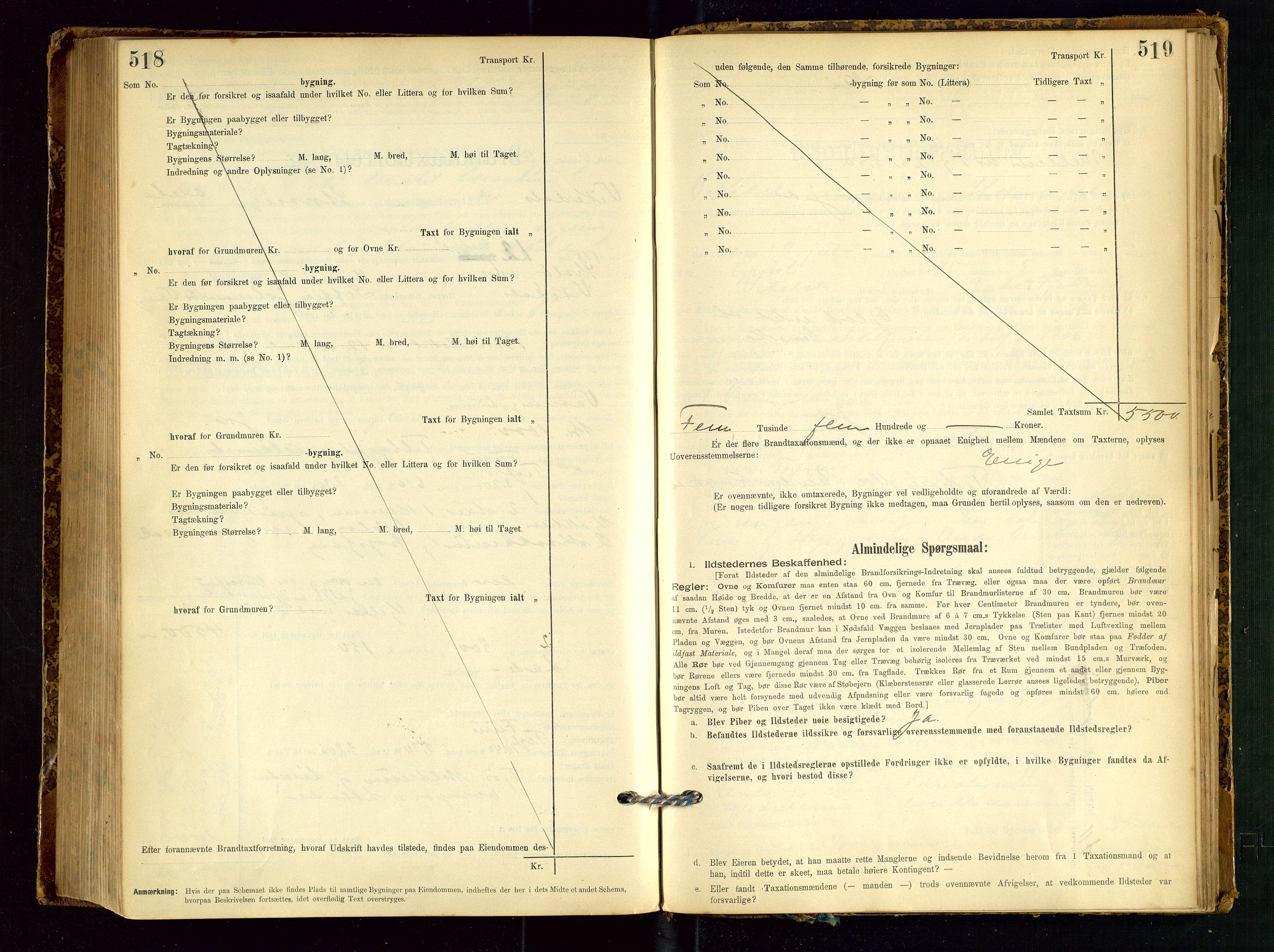 Vikedal lensmannskontor, AV/SAST-A-100179/Gob/L0004: Branntakstprotokoll, 1894-1952, s. 518-519