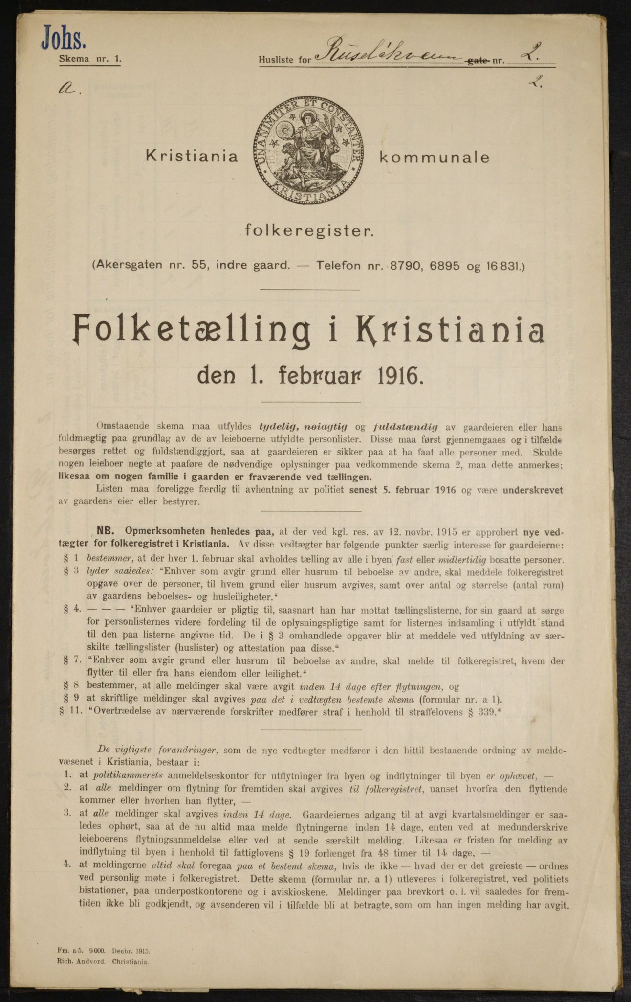 OBA, Kommunal folketelling 1.2.1916 for Kristiania, 1916, s. 86898