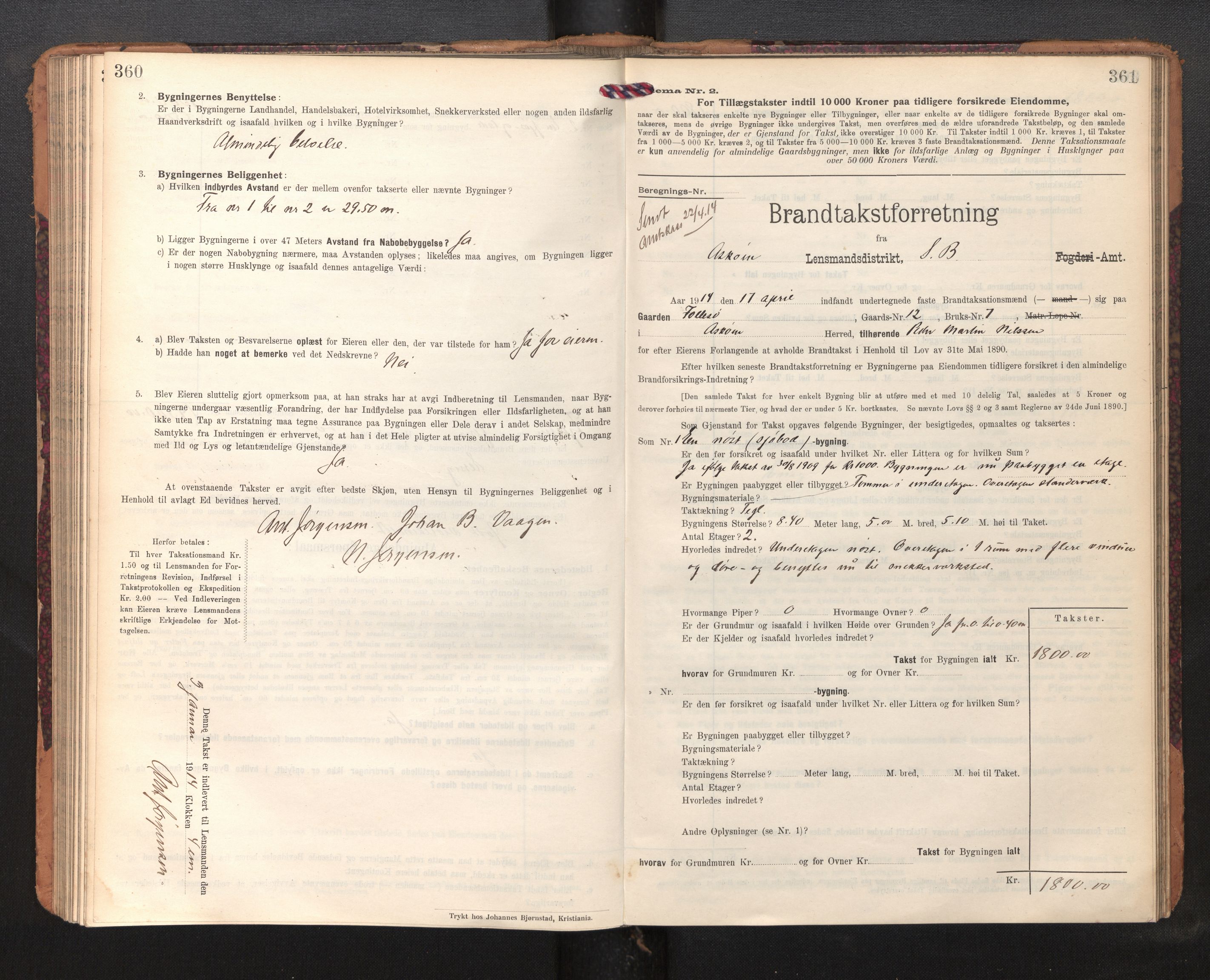 Lensmannen i Askøy, SAB/A-31001/0012/L0007: Branntakstprotokoll, skjematakst, 1910-1919, s. 360-361