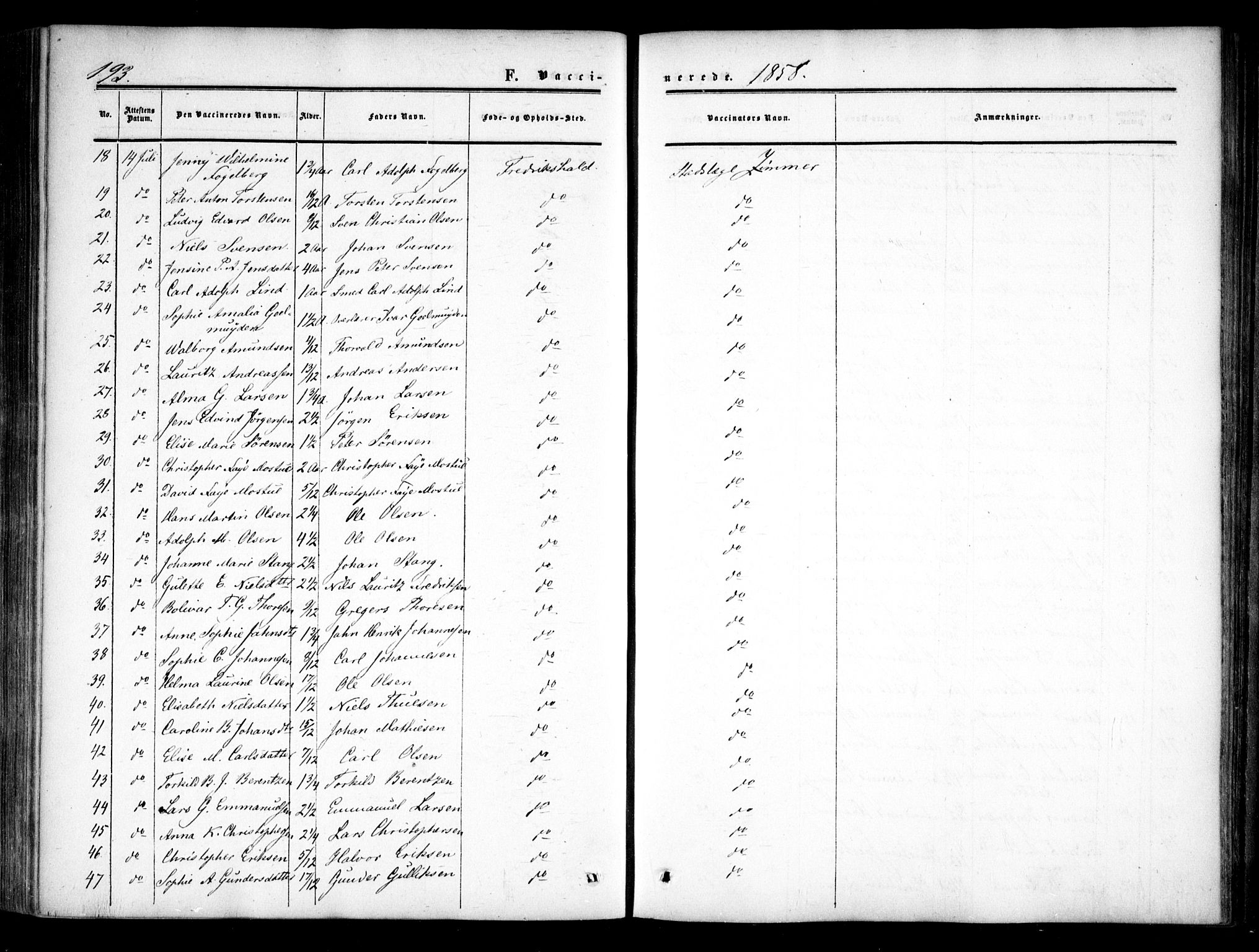 Halden prestekontor Kirkebøker, AV/SAO-A-10909/F/Fa/L0008: Ministerialbok nr. I 8, 1857-1865, s. 193