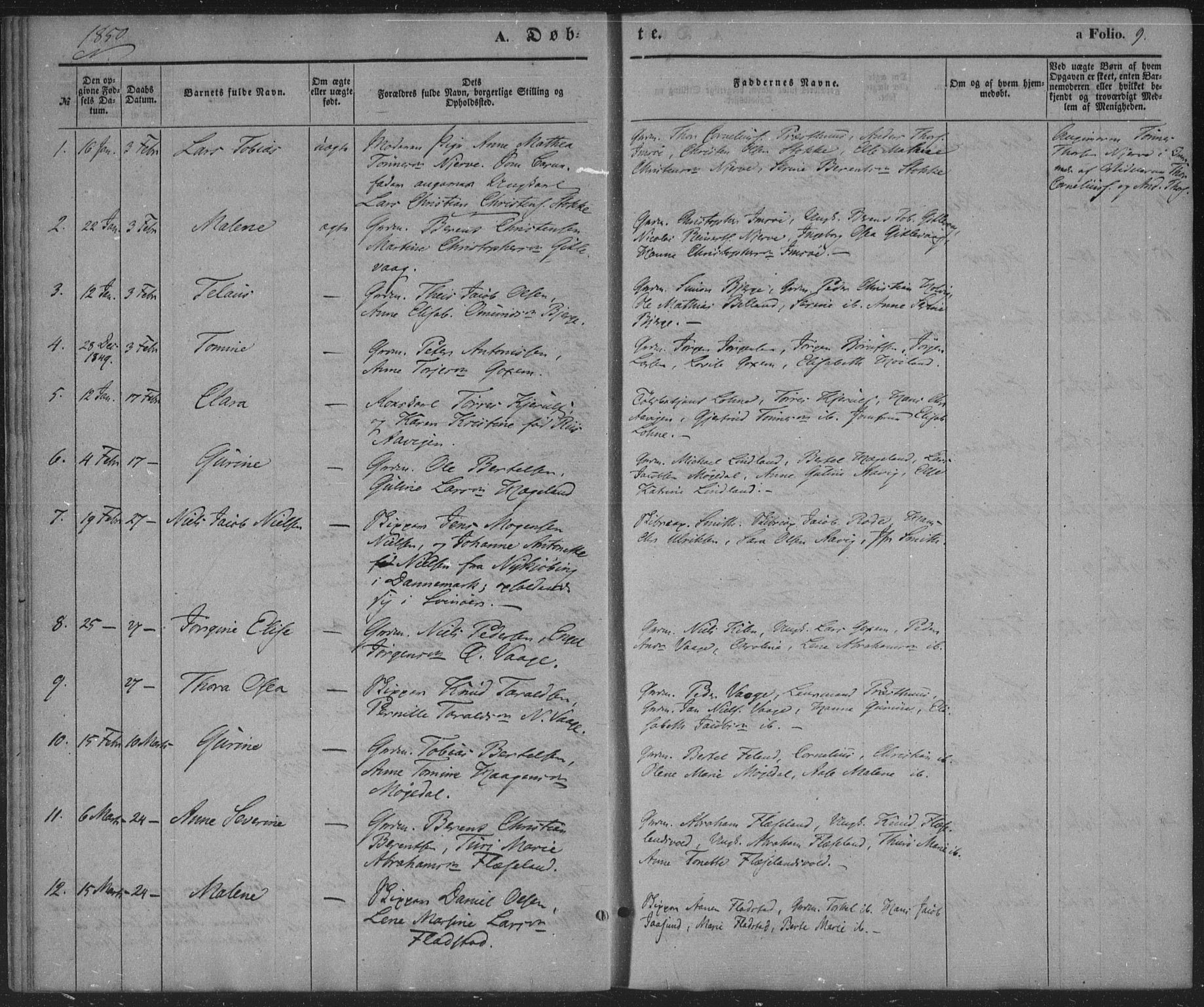 Sør-Audnedal sokneprestkontor, AV/SAK-1111-0039/F/Fa/Faa/L0002: Ministerialbok nr. A 2, 1848-1867, s. 9