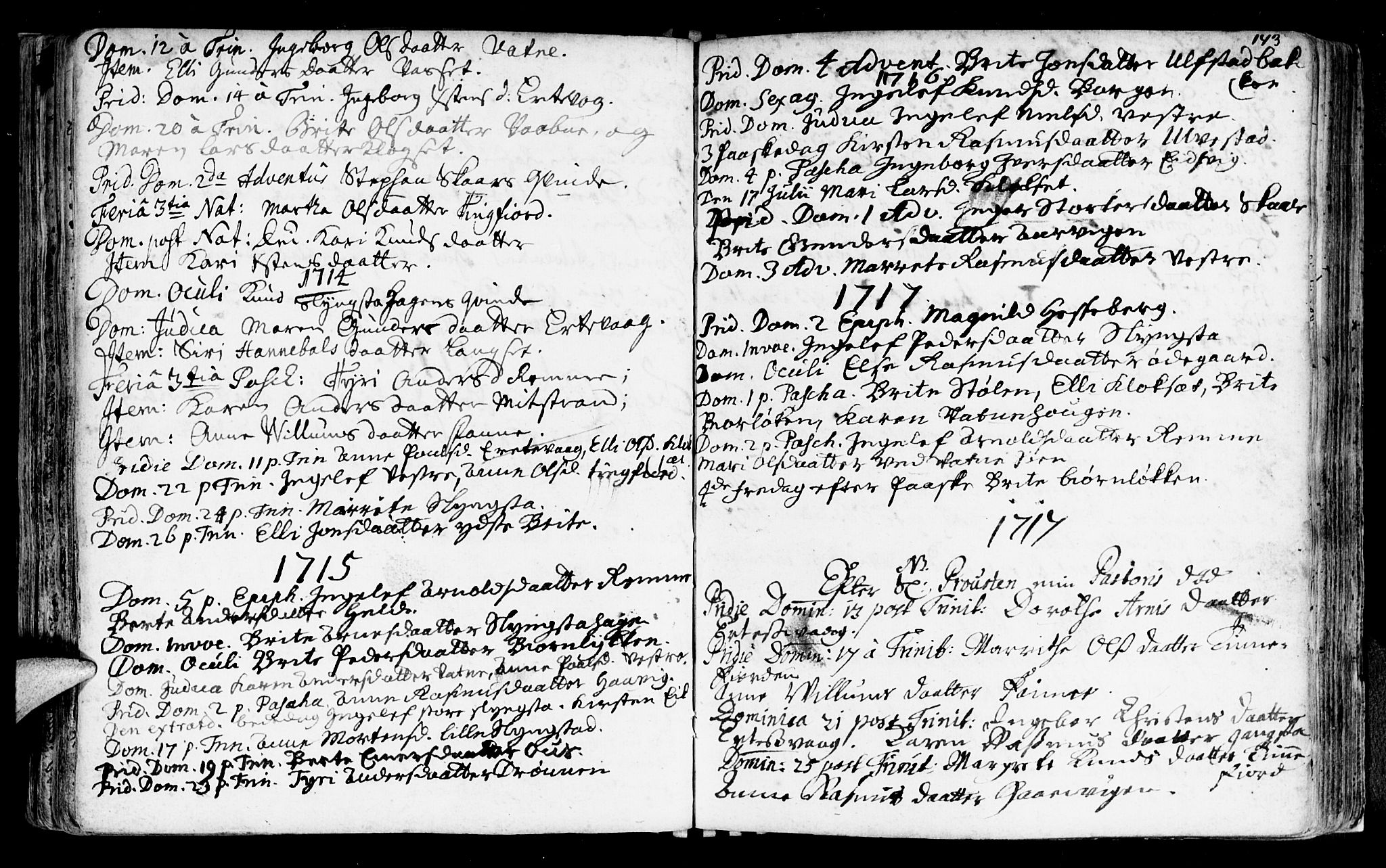 Ministerialprotokoller, klokkerbøker og fødselsregistre - Møre og Romsdal, AV/SAT-A-1454/525/L0371: Ministerialbok nr. 525A01, 1699-1777, s. 143