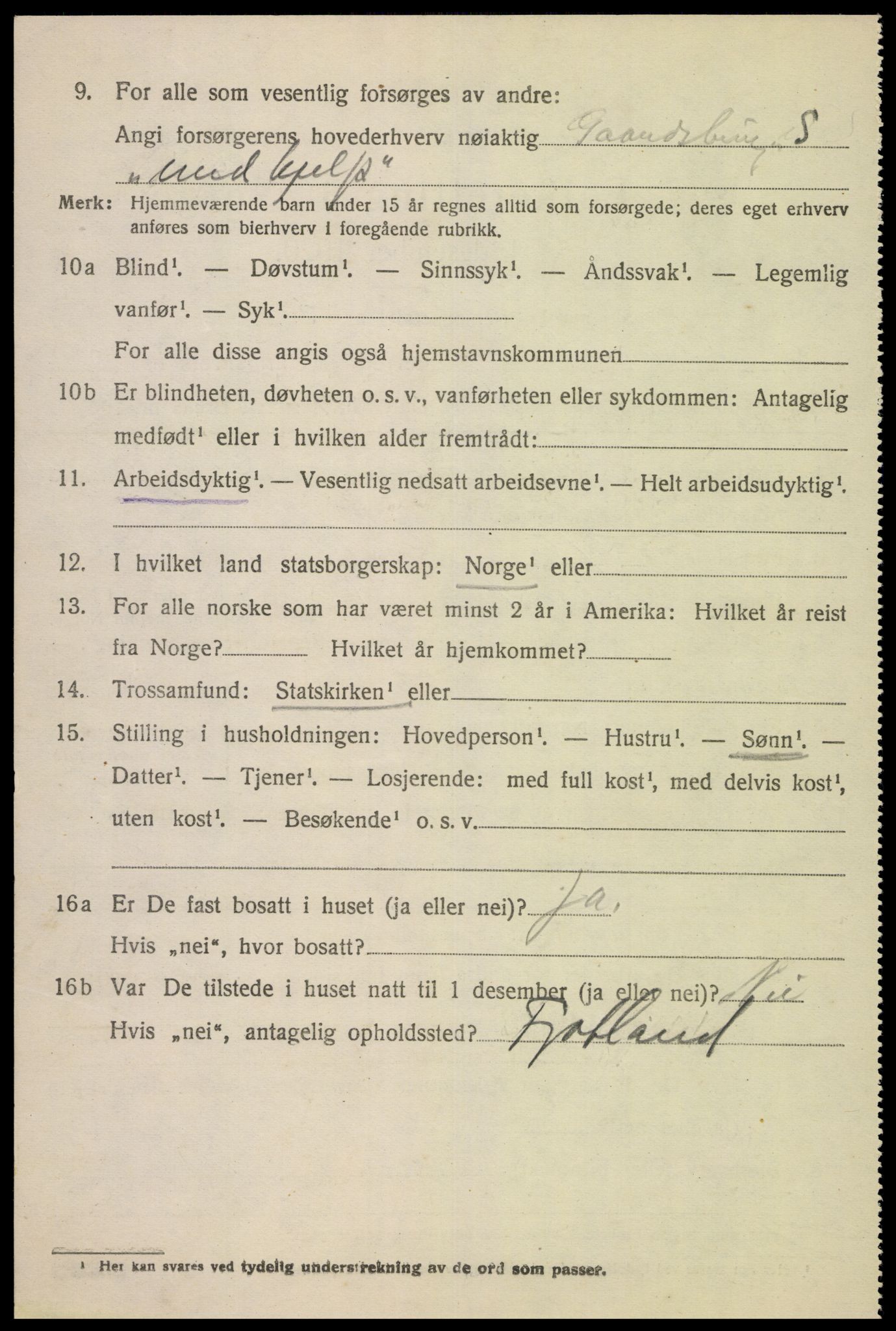 SAK, Folketelling 1920 for 1036 Fjotland herred, 1920, s. 935