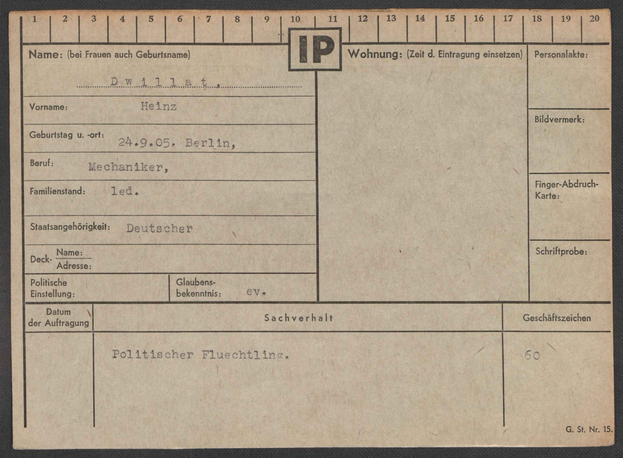 Befehlshaber der Sicherheitspolizei und des SD, AV/RA-RAFA-5969/E/Ea/Eaa/L0002: Register over norske fanger i Møllergata 19: Bj-Eng, 1940-1945, s. 1103