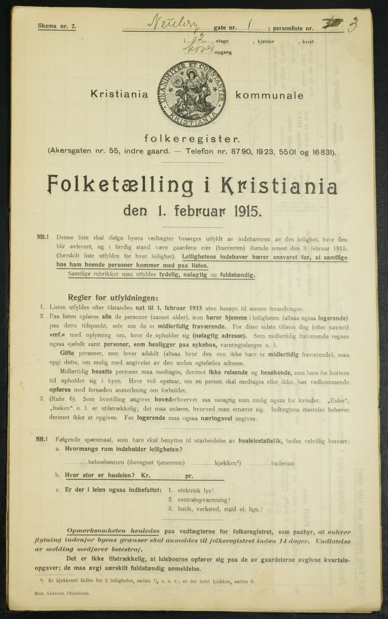 OBA, Kommunal folketelling 1.2.1915 for Kristiania, 1915, s. 69058