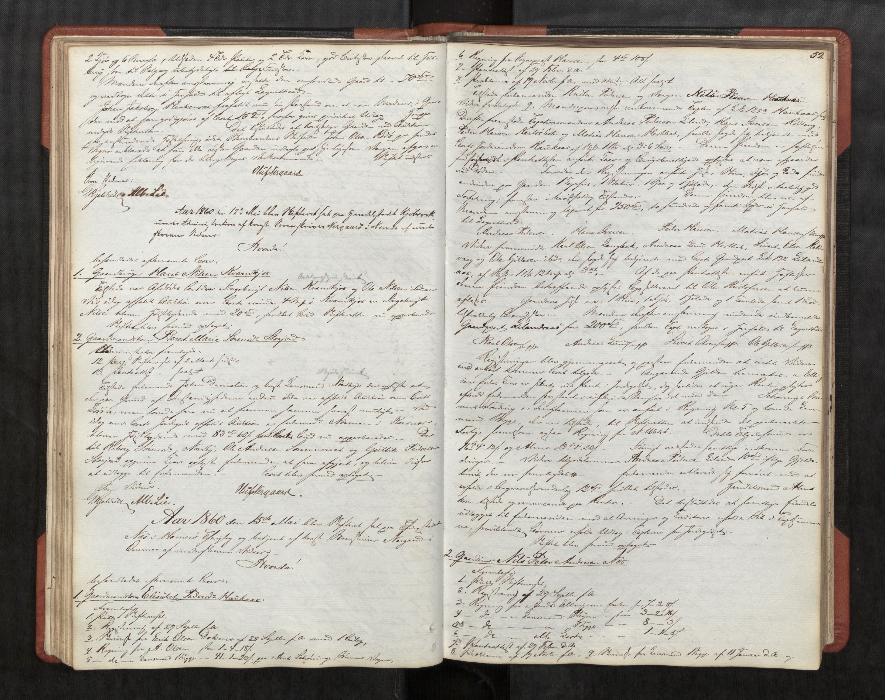Salten sorenskriveri, AV/SAT-A-4578/1/3/3B/L0006: Skiftebehandlingsprotokoll, 1857-1868, s. 52