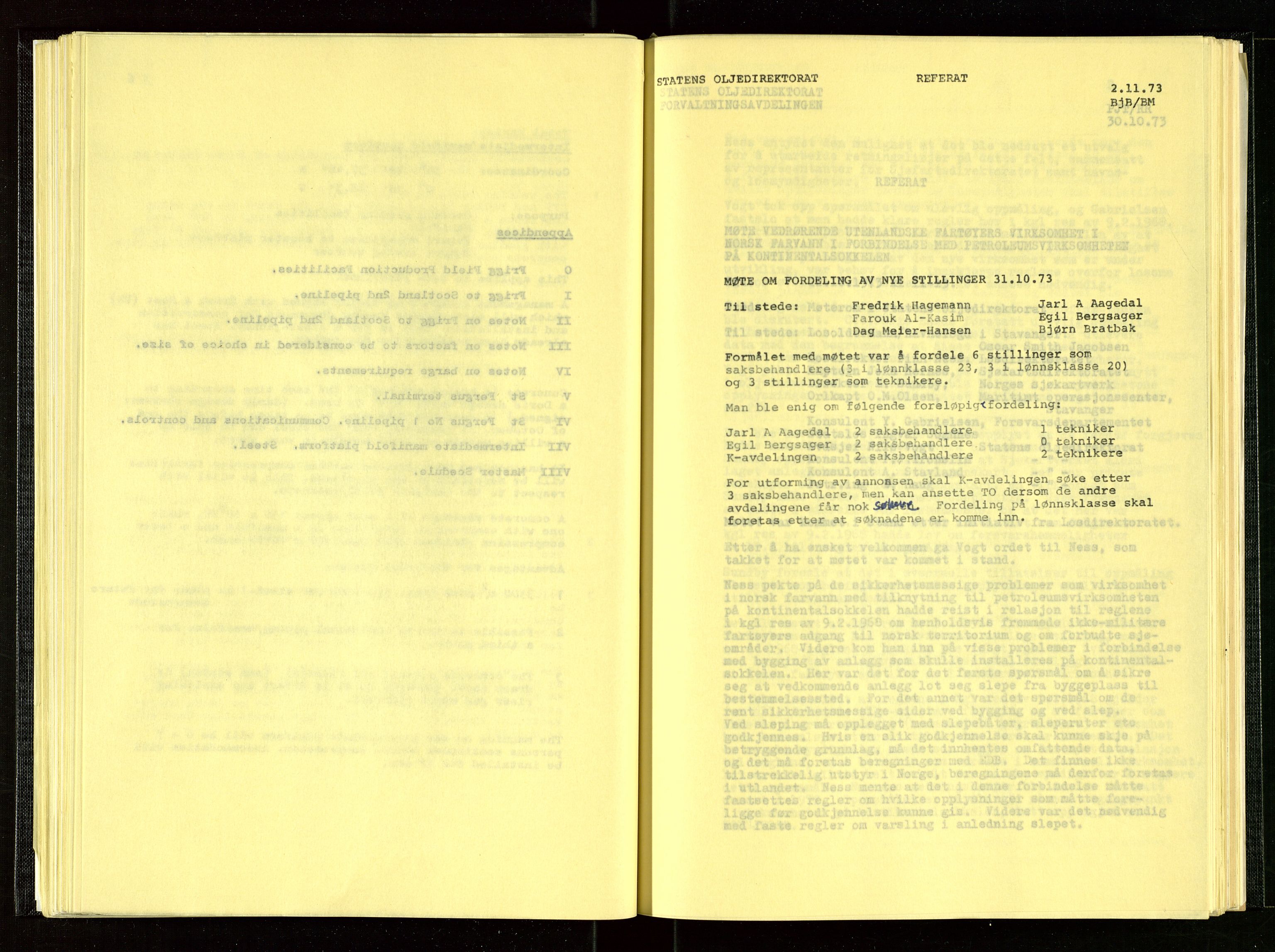 Oljedirektoratet, AV/SAST-A-101366/Aa/L0001: Referatprotokoller, 1973
