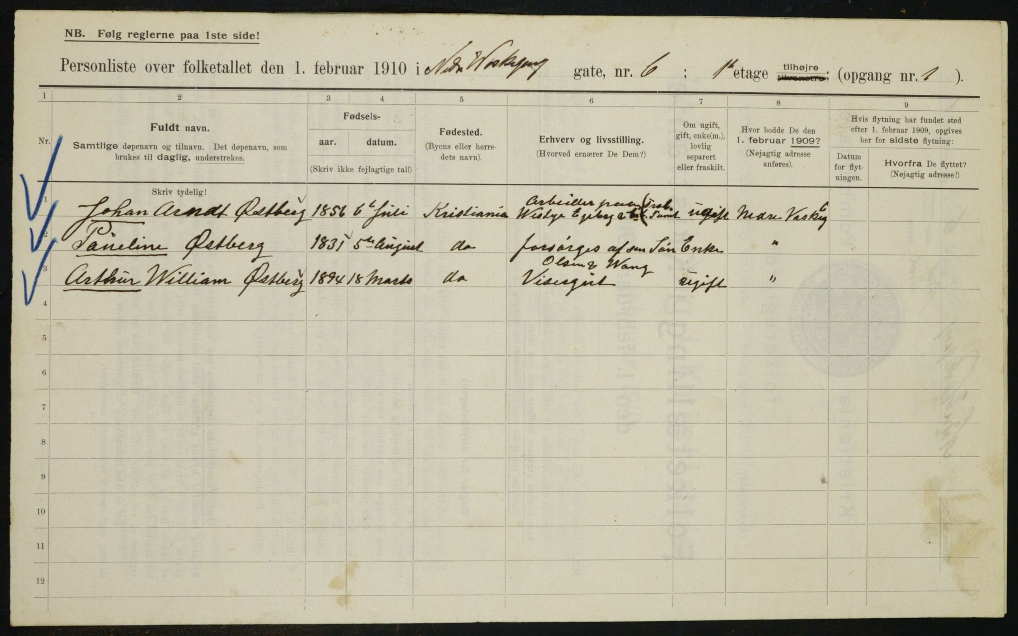 OBA, Kommunal folketelling 1.2.1910 for Kristiania, 1910, s. 67224