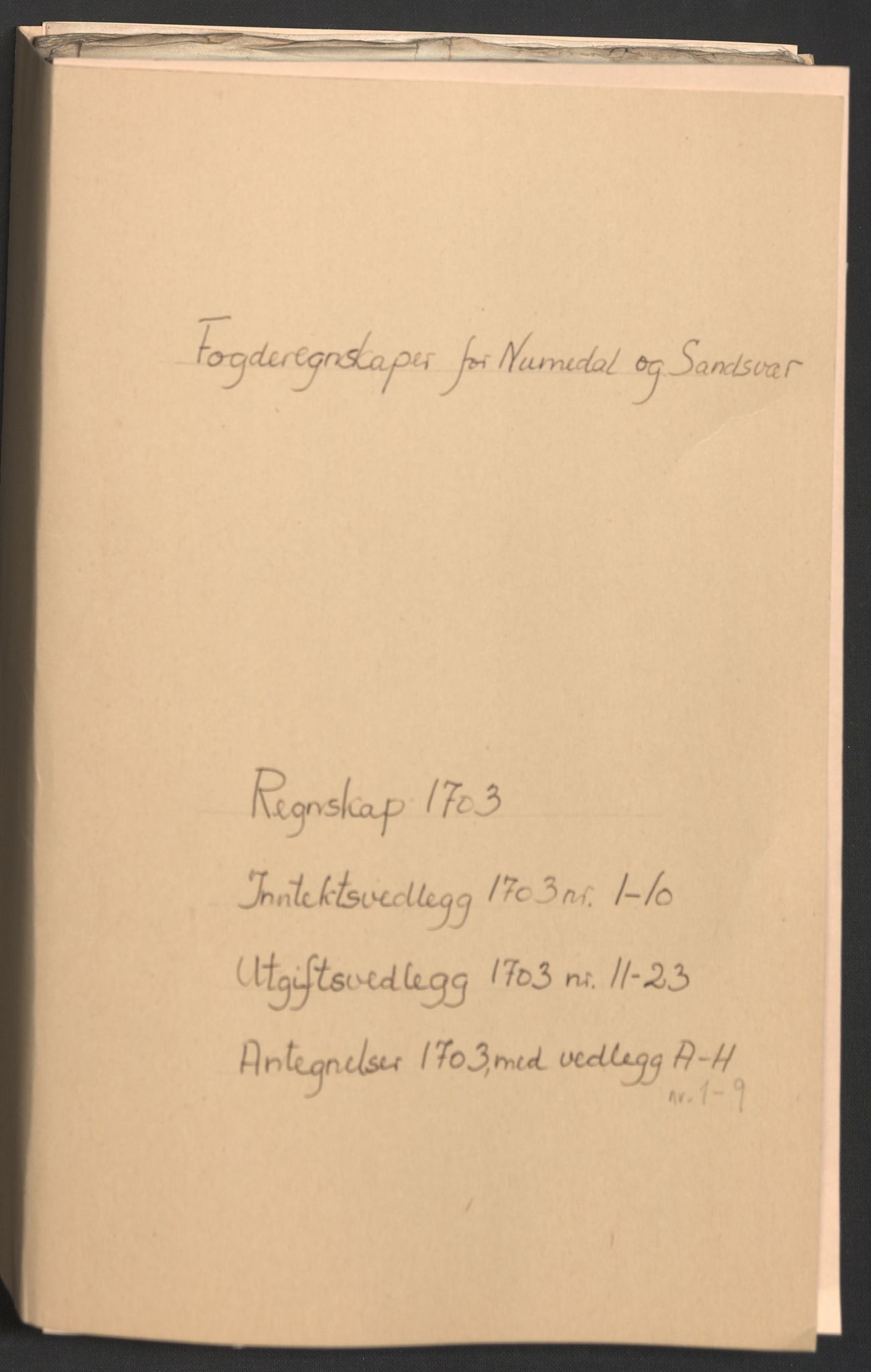 Rentekammeret inntil 1814, Reviderte regnskaper, Fogderegnskap, RA/EA-4092/R24/L1581: Fogderegnskap Numedal og Sandsvær, 1703, s. 2