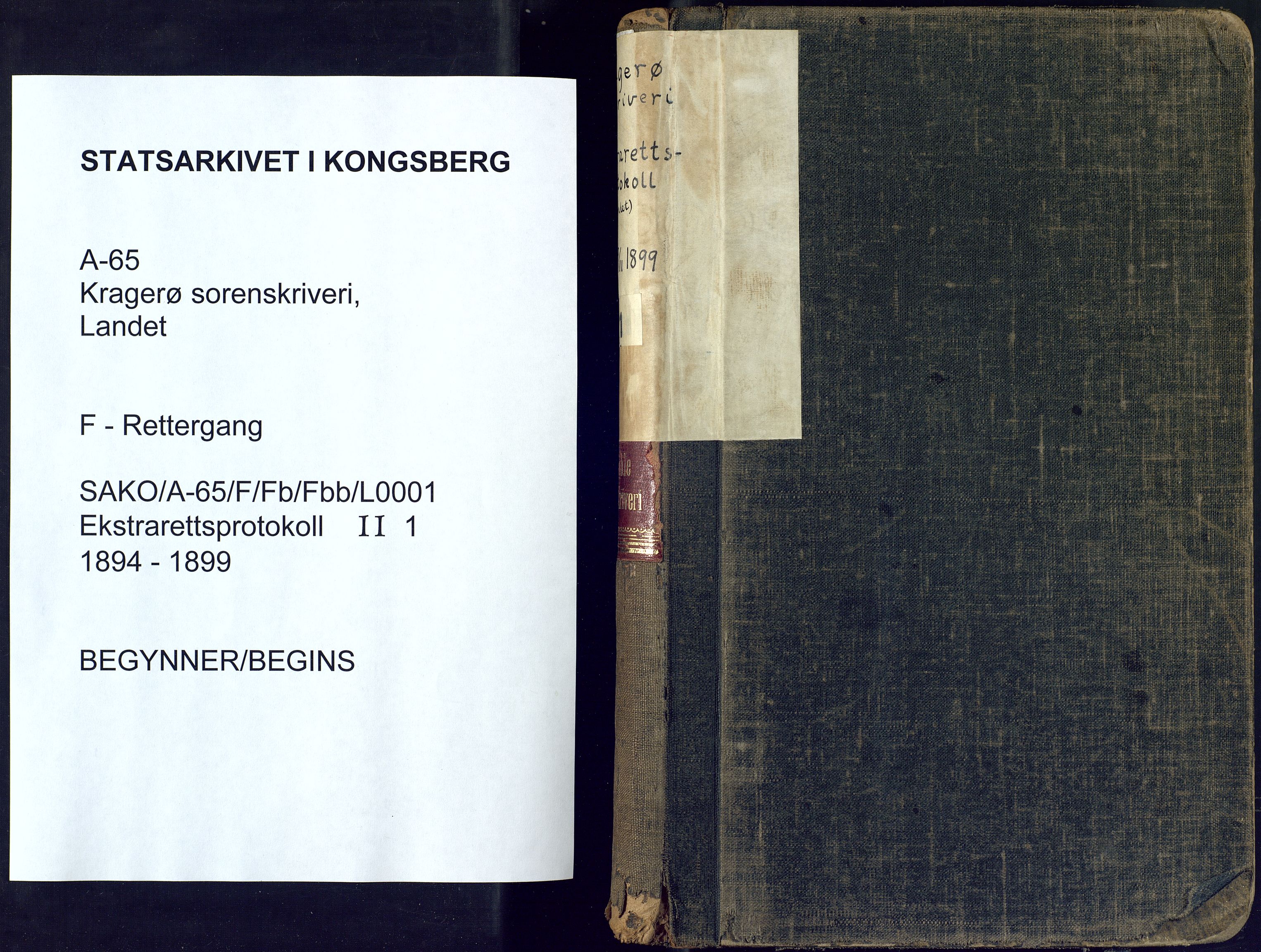 Kragerø sorenskriveri, SAKO/A-65/F/Fb/Fbb/L0001: Ekstrarettsprotokoll, 1894-1899