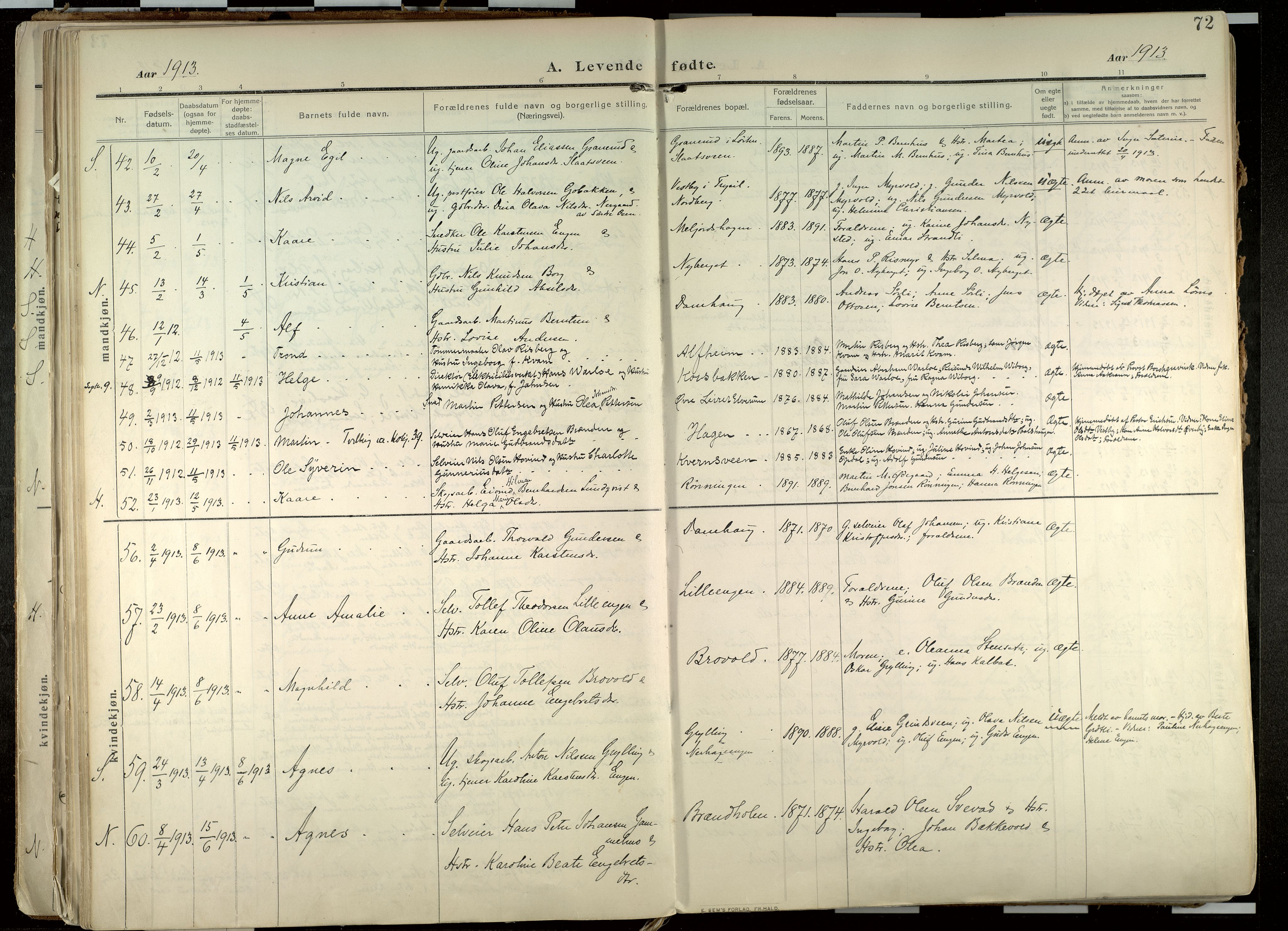 Elverum prestekontor, AV/SAH-PREST-044/H/Ha/Haa/L0020: Ministerialbok nr. 20, 1909-1921, s. 72