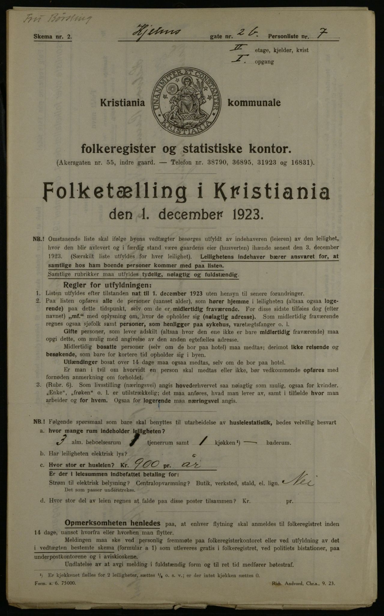 OBA, Kommunal folketelling 1.12.1923 for Kristiania, 1923, s. 44986