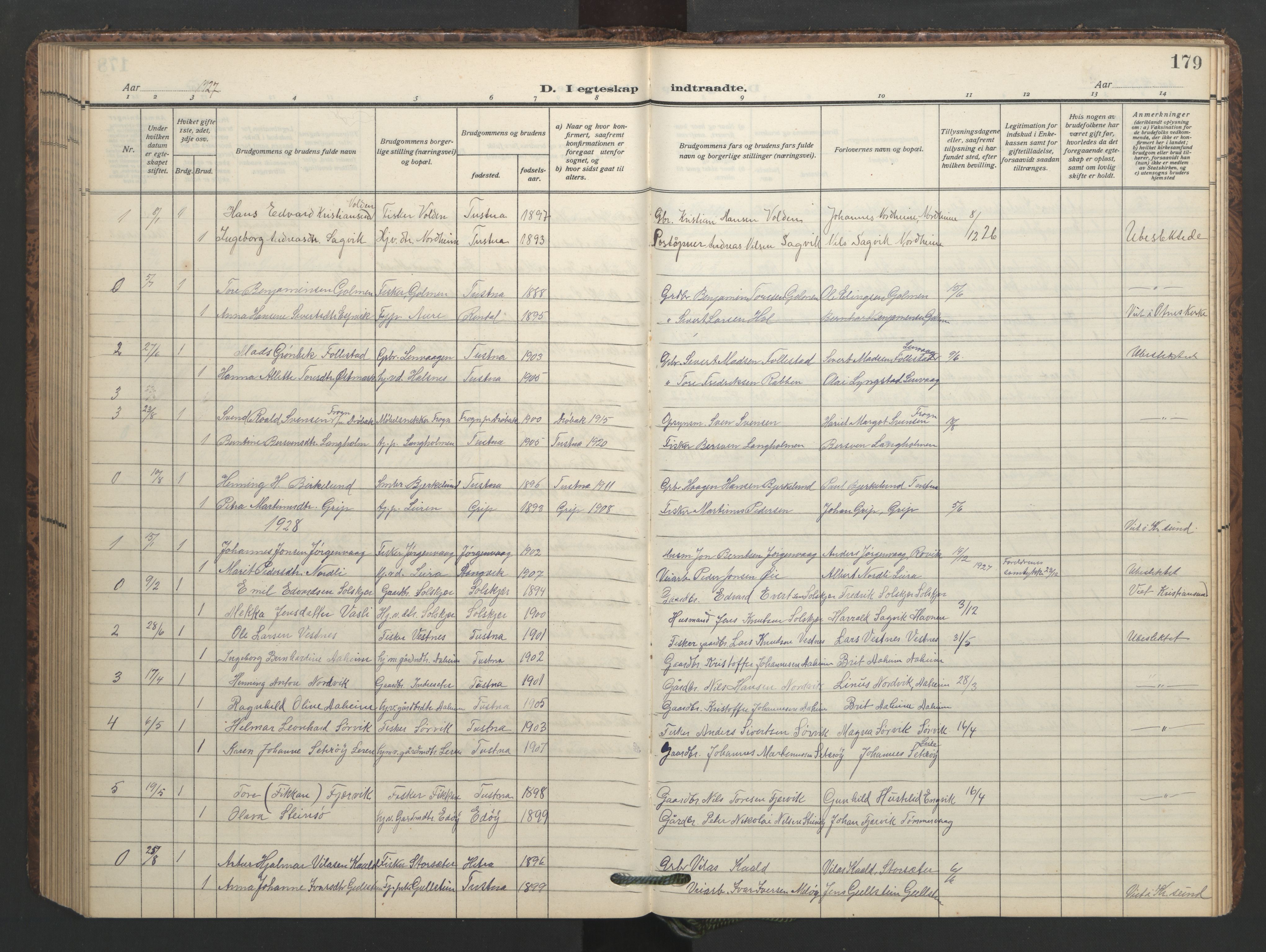 Ministerialprotokoller, klokkerbøker og fødselsregistre - Møre og Romsdal, SAT/A-1454/577/L0897: Klokkerbok nr. 577C01, 1909-1946, s. 179