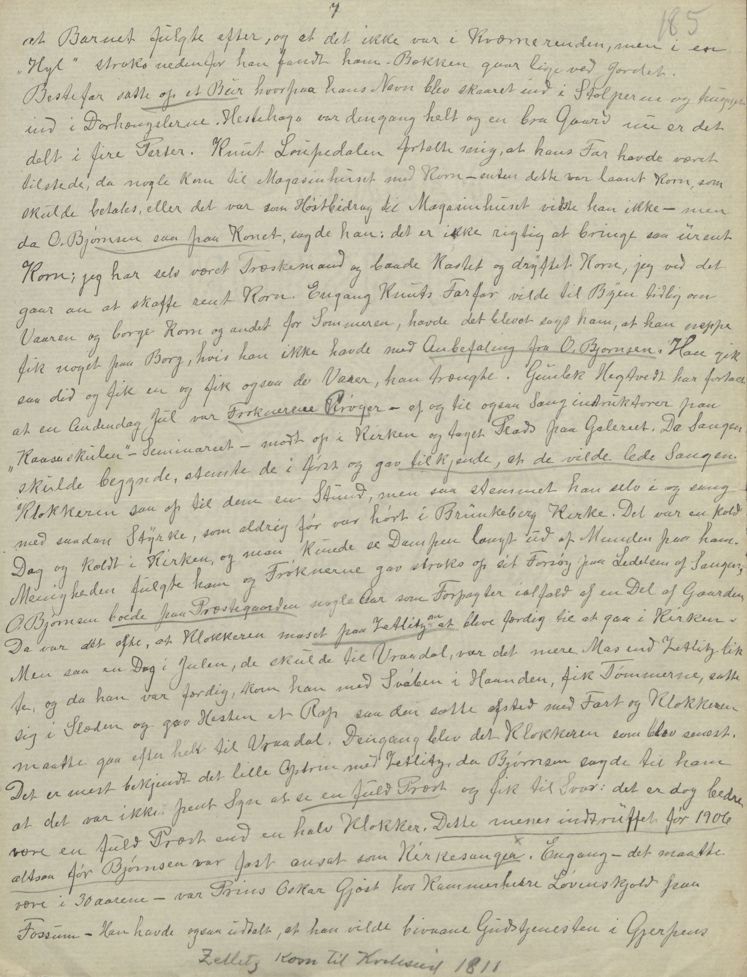 Rikard Berge, TEMU/TGM-A-1003/F/L0004/0053: 101-159 / 157 Manuskript, notatar, brev o.a. Nokre leiker, manuskript, 1906-1908, s. 185