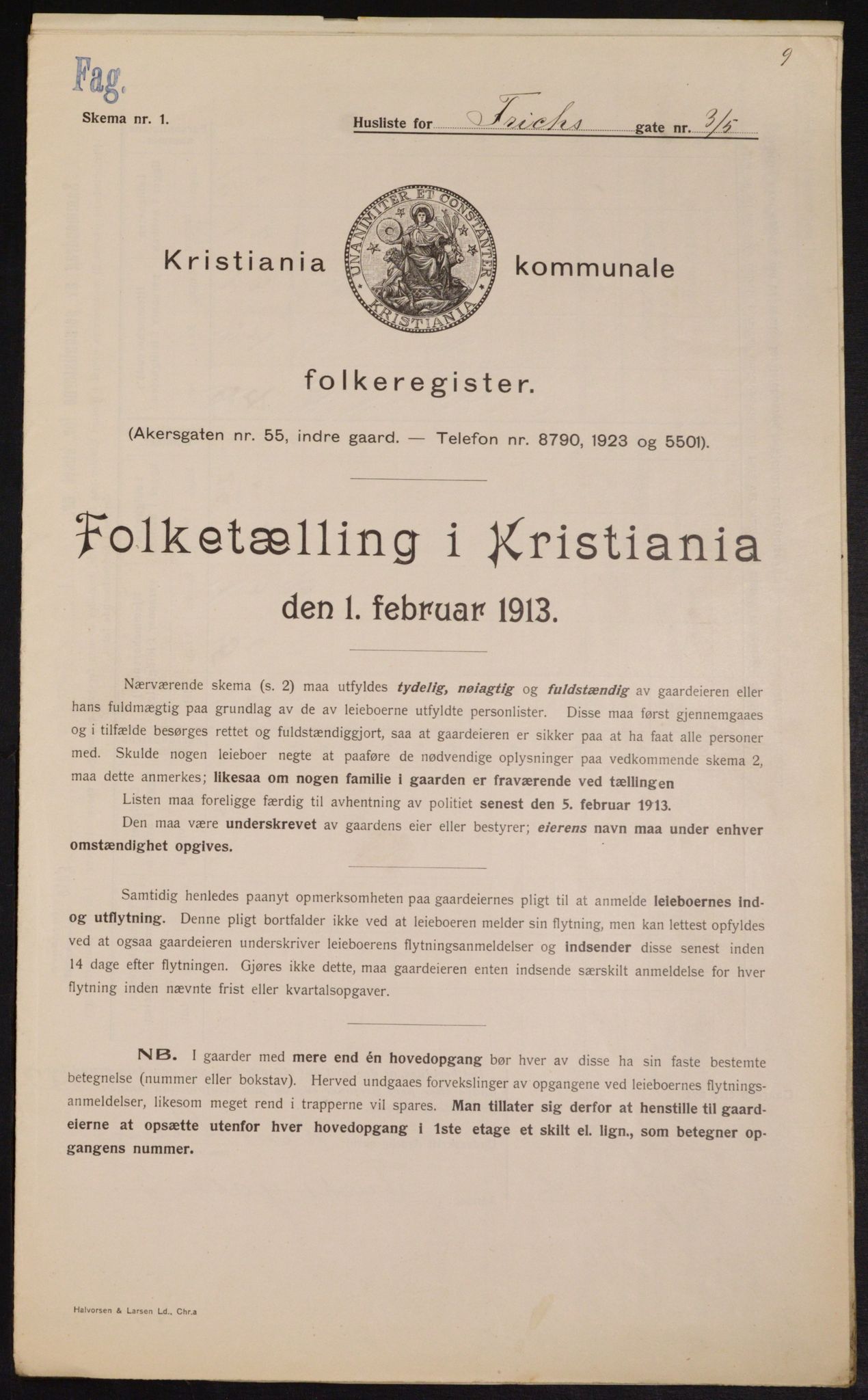 OBA, Kommunal folketelling 1.2.1913 for Kristiania, 1913, s. 26964