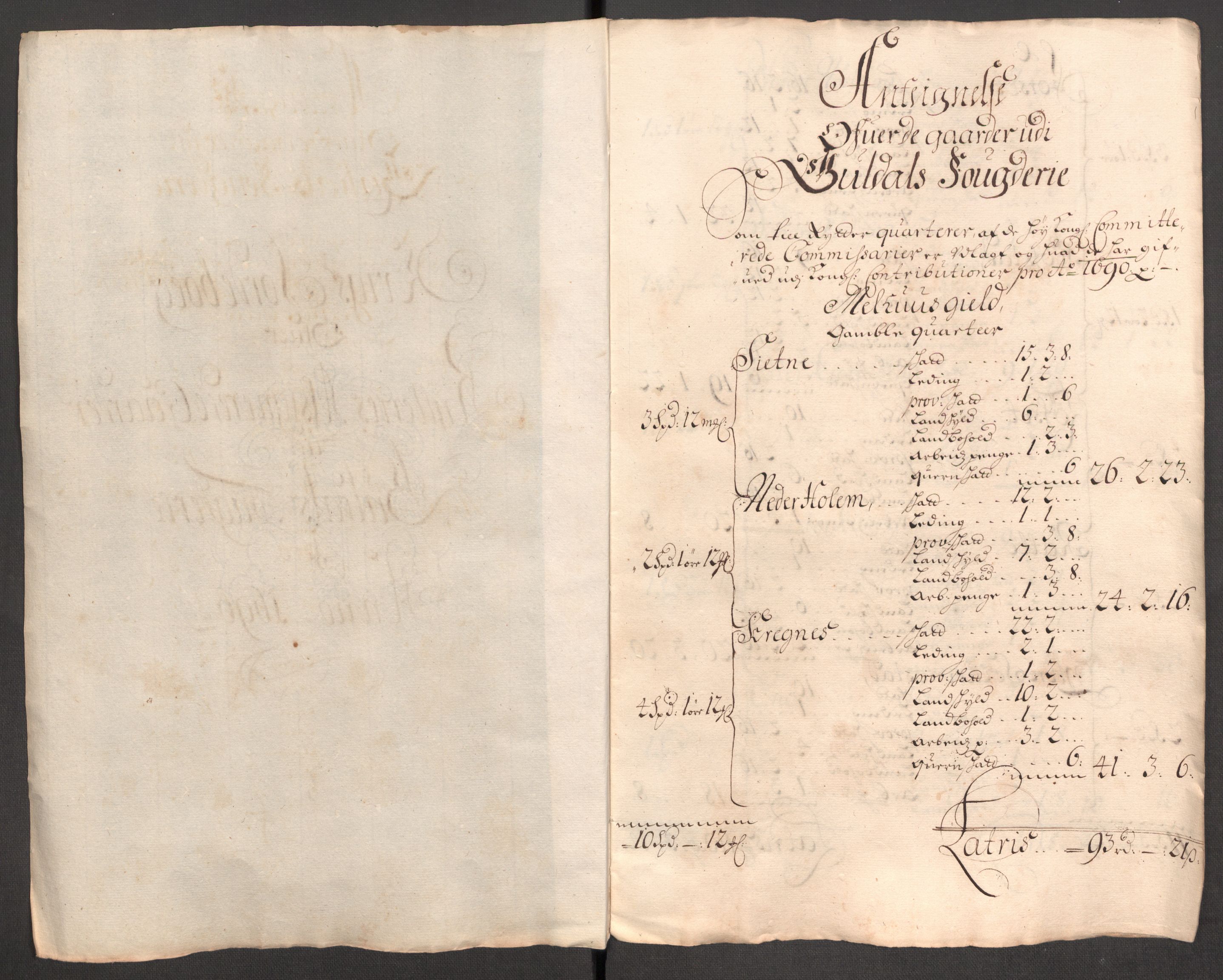 Rentekammeret inntil 1814, Reviderte regnskaper, Fogderegnskap, RA/EA-4092/R60/L3946: Fogderegnskap Orkdal og Gauldal, 1696, s. 400