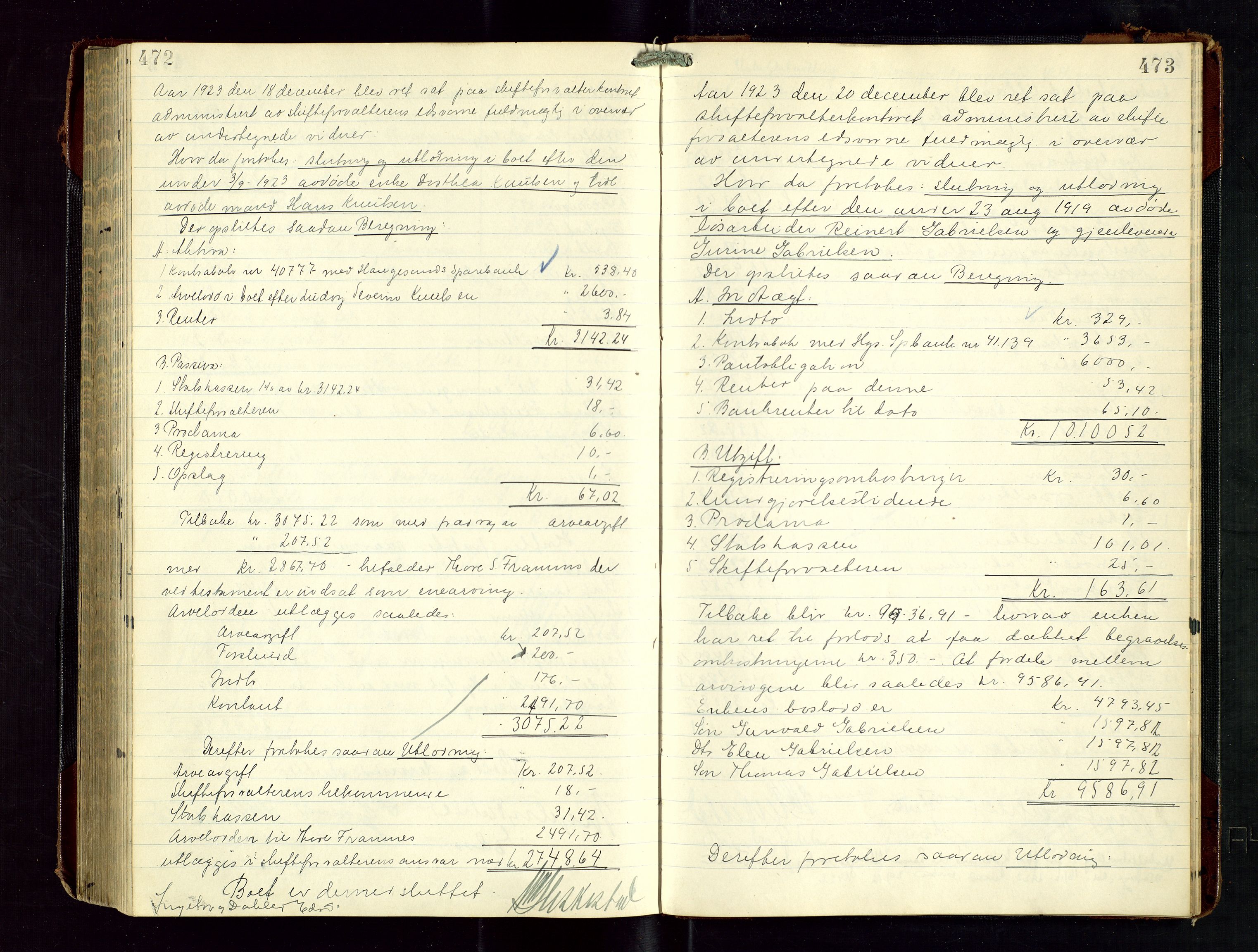 Haugesund tingrett, AV/SAST-A-101415/01/IV/IVD/L0003: Skifteutlodningsprotokoll, med register, 1915-1924, s. 472-473