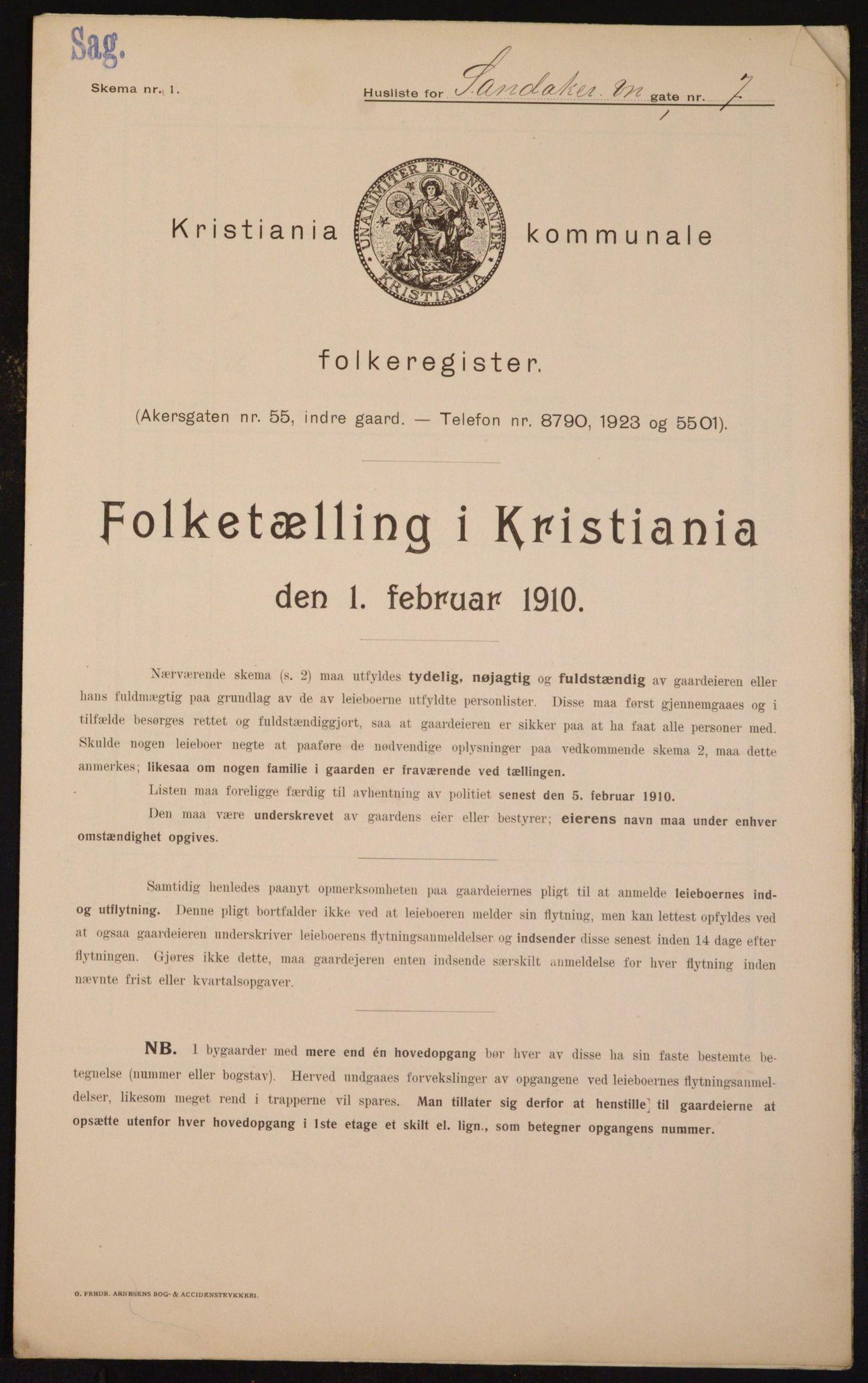 OBA, Kommunal folketelling 1.2.1910 for Kristiania, 1910, s. 82956