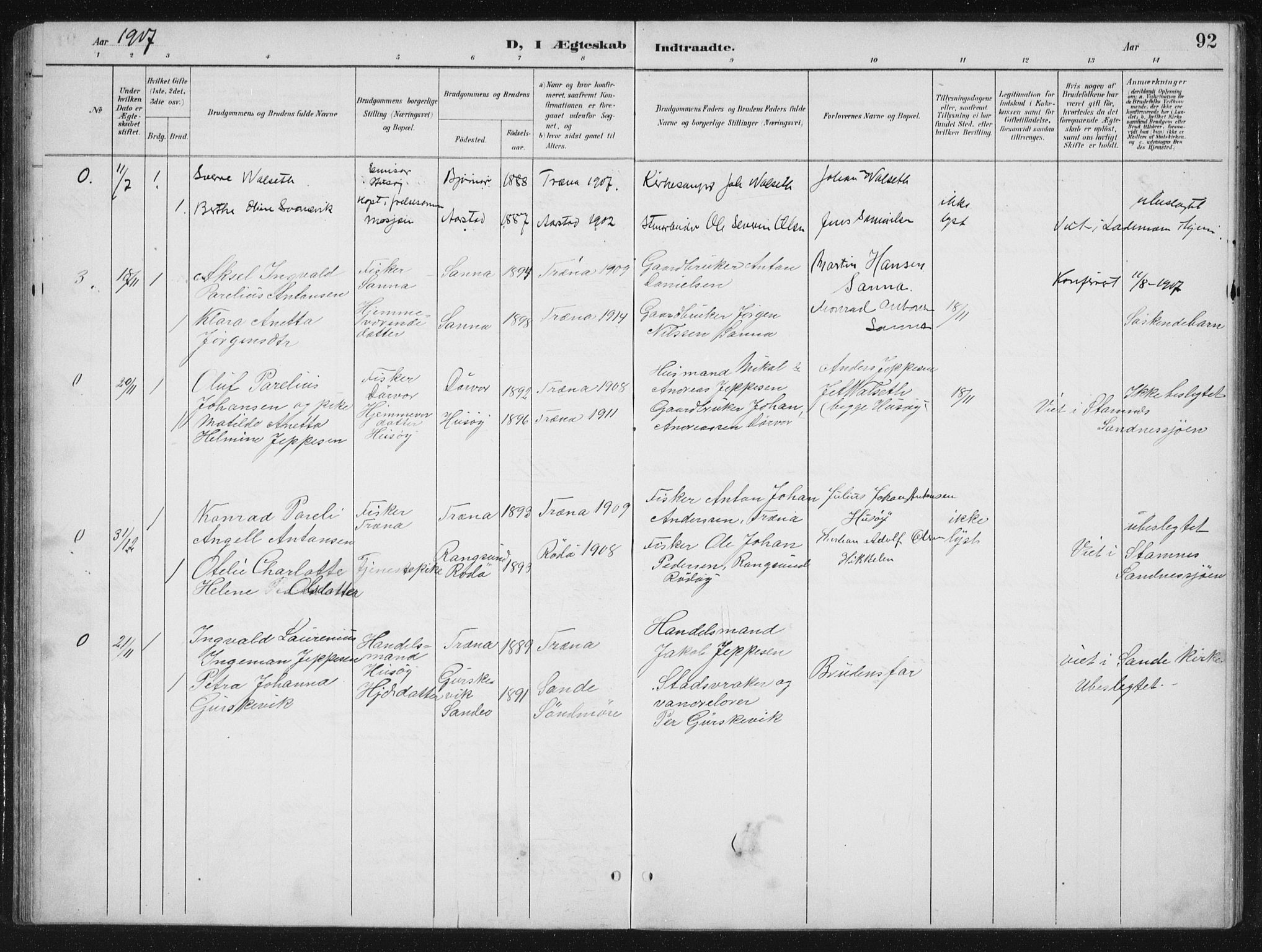 Ministerialprotokoller, klokkerbøker og fødselsregistre - Nordland, AV/SAT-A-1459/840/L0583: Klokkerbok nr. 840C03, 1901-1933, s. 92