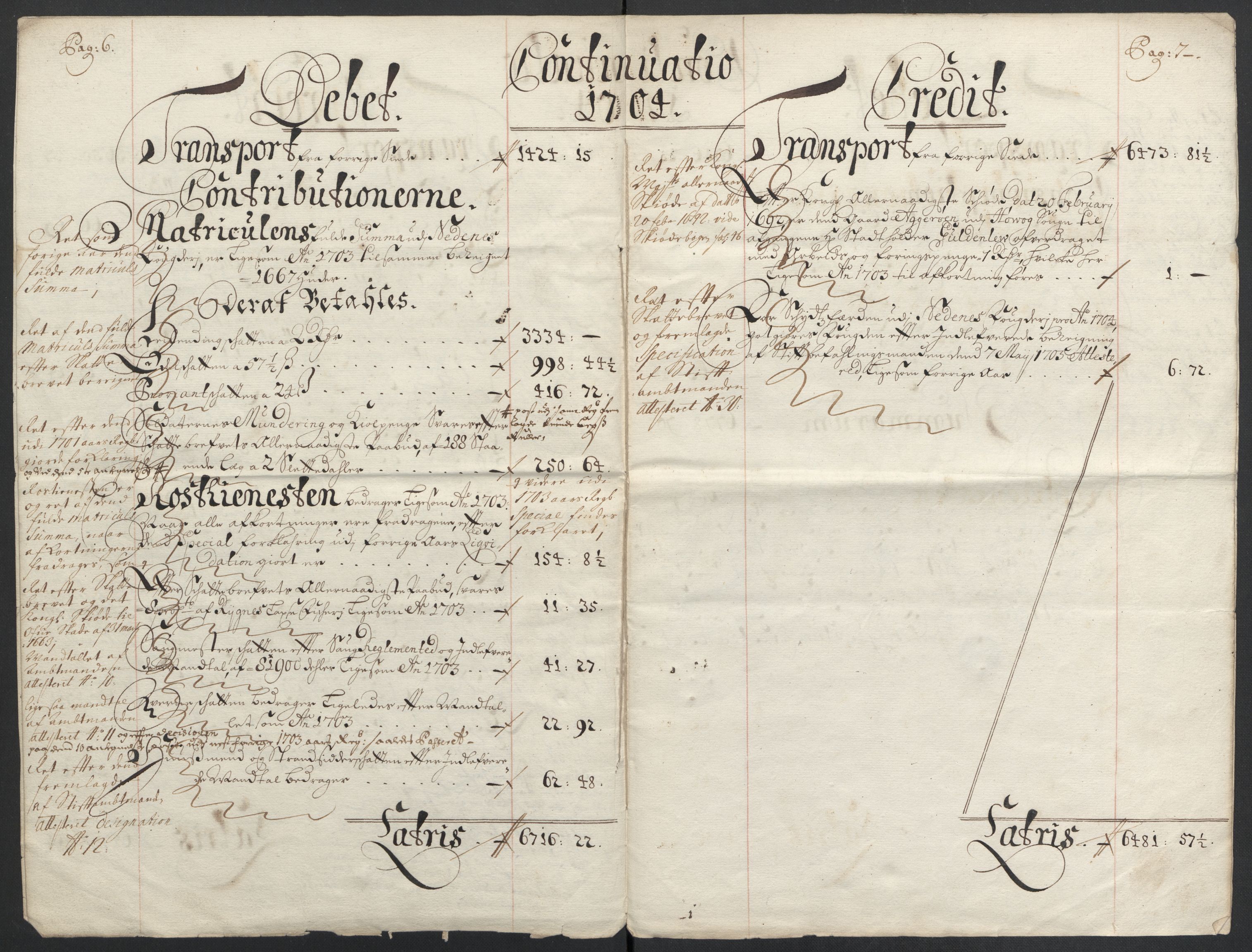 Rentekammeret inntil 1814, Reviderte regnskaper, Fogderegnskap, RA/EA-4092/R39/L2317: Fogderegnskap Nedenes, 1704-1705, s. 6