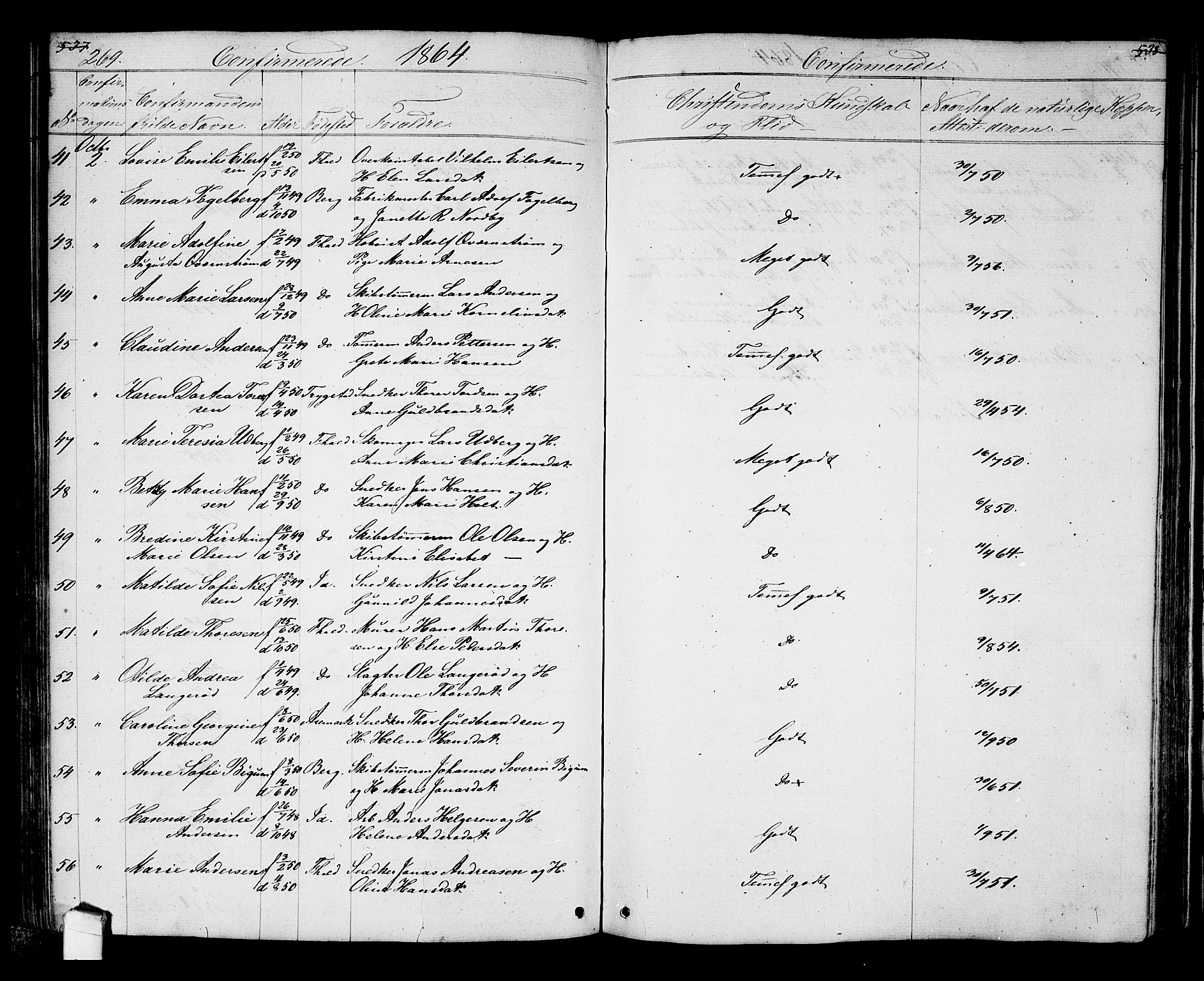 Halden prestekontor Kirkebøker, SAO/A-10909/G/Ga/L0005a: Klokkerbok nr. 5A, 1855-1864, s. 269