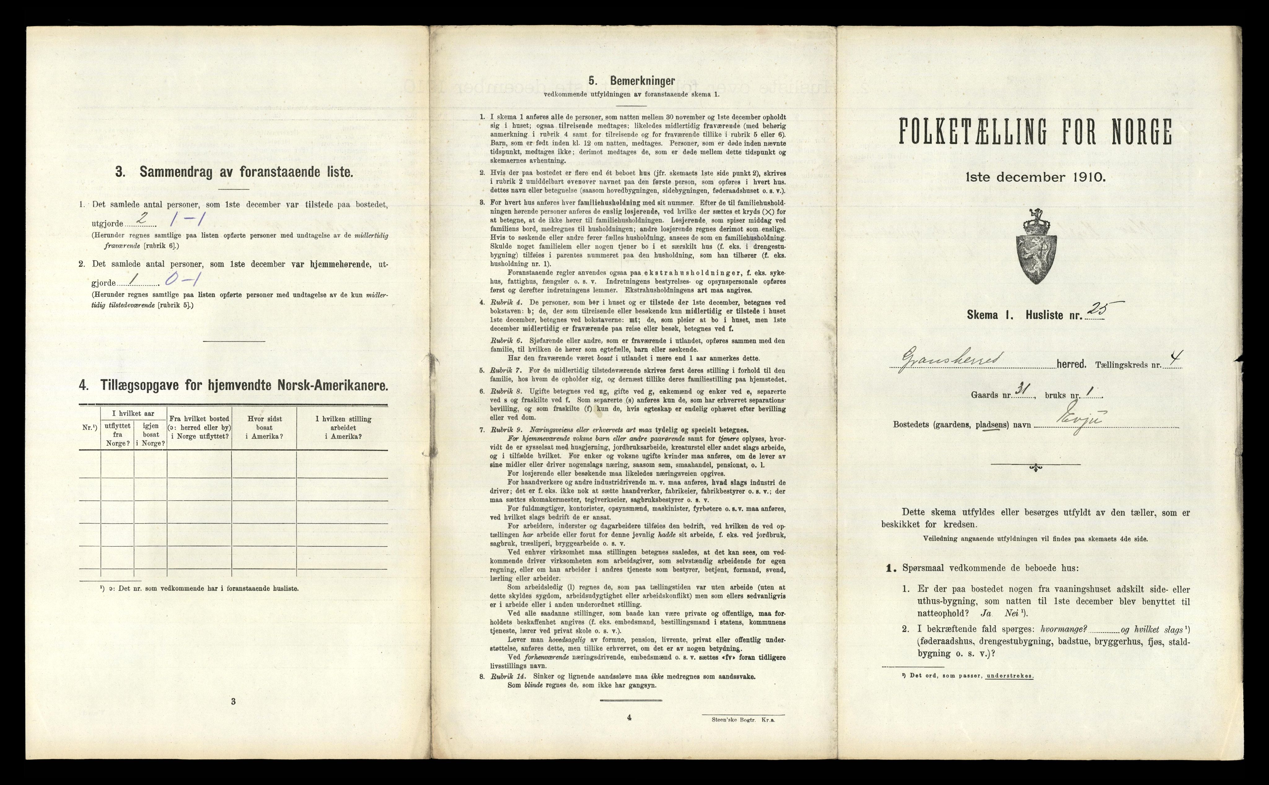 RA, Folketelling 1910 for 0824 Gransherad herred, 1910, s. 354