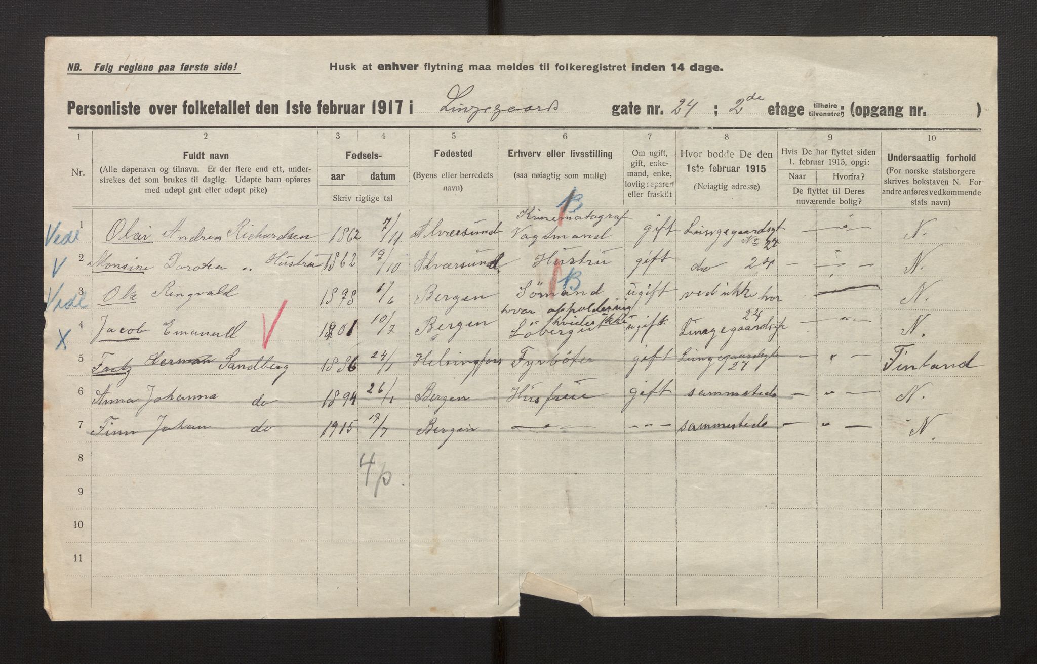 SAB, Kommunal folketelling 1917 for Bergen kjøpstad, 1917, s. 21868