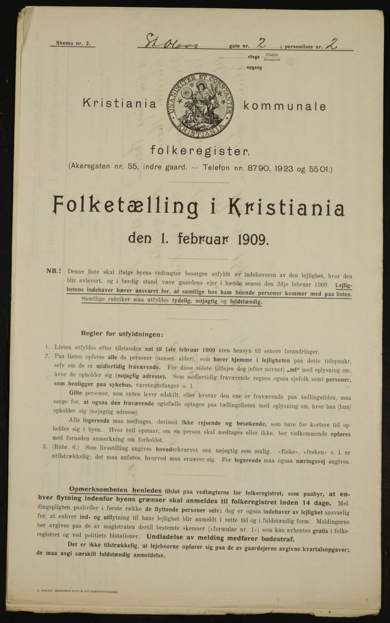 OBA, Kommunal folketelling 1.2.1909 for Kristiania kjøpstad, 1909, s. 79923