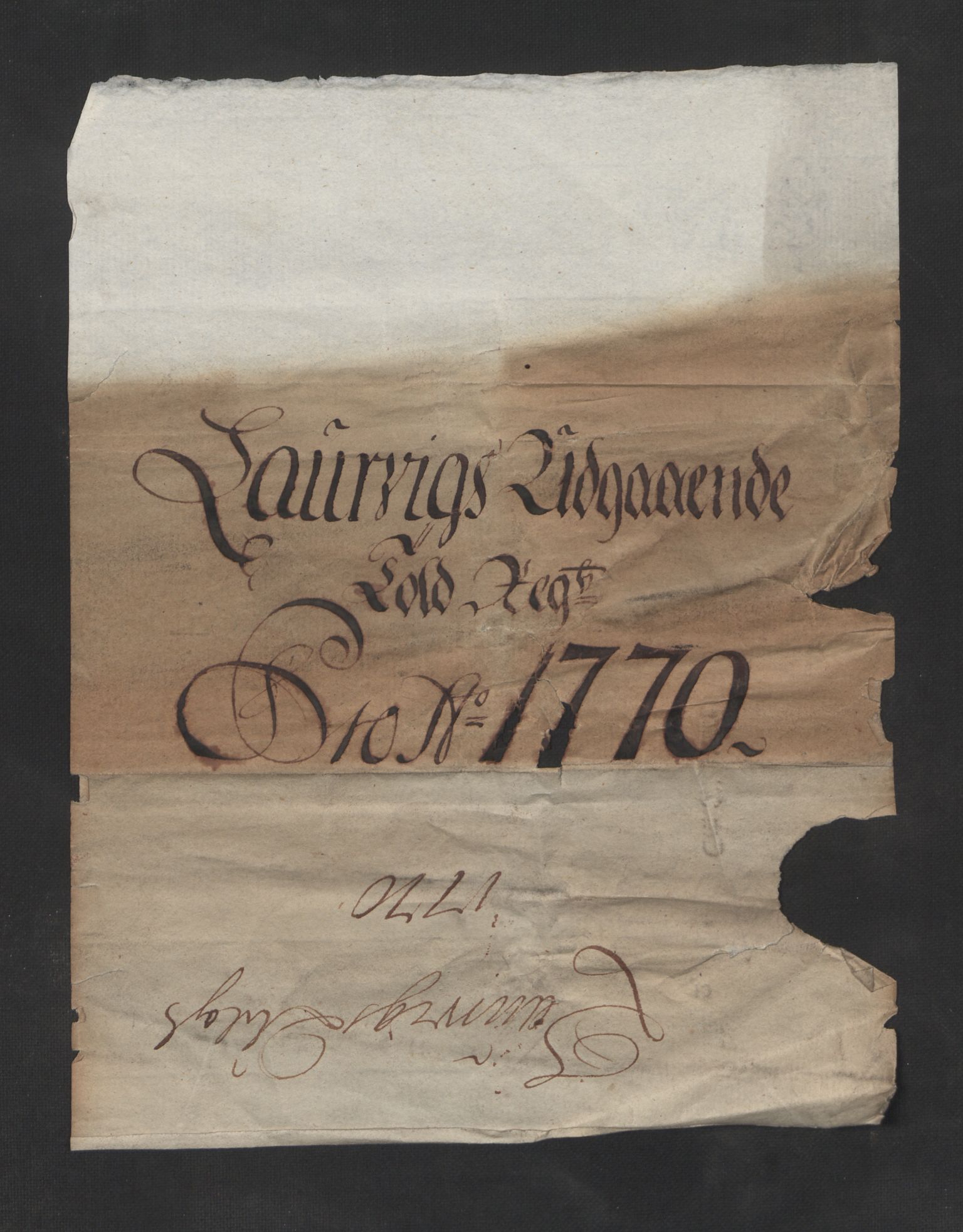 Generaltollkammeret, tollregnskaper, RA/EA-5490/R11/L0055/0001: Tollregnskaper Larvik og Sandefjord / Utgående hovedtollbok, 1770
