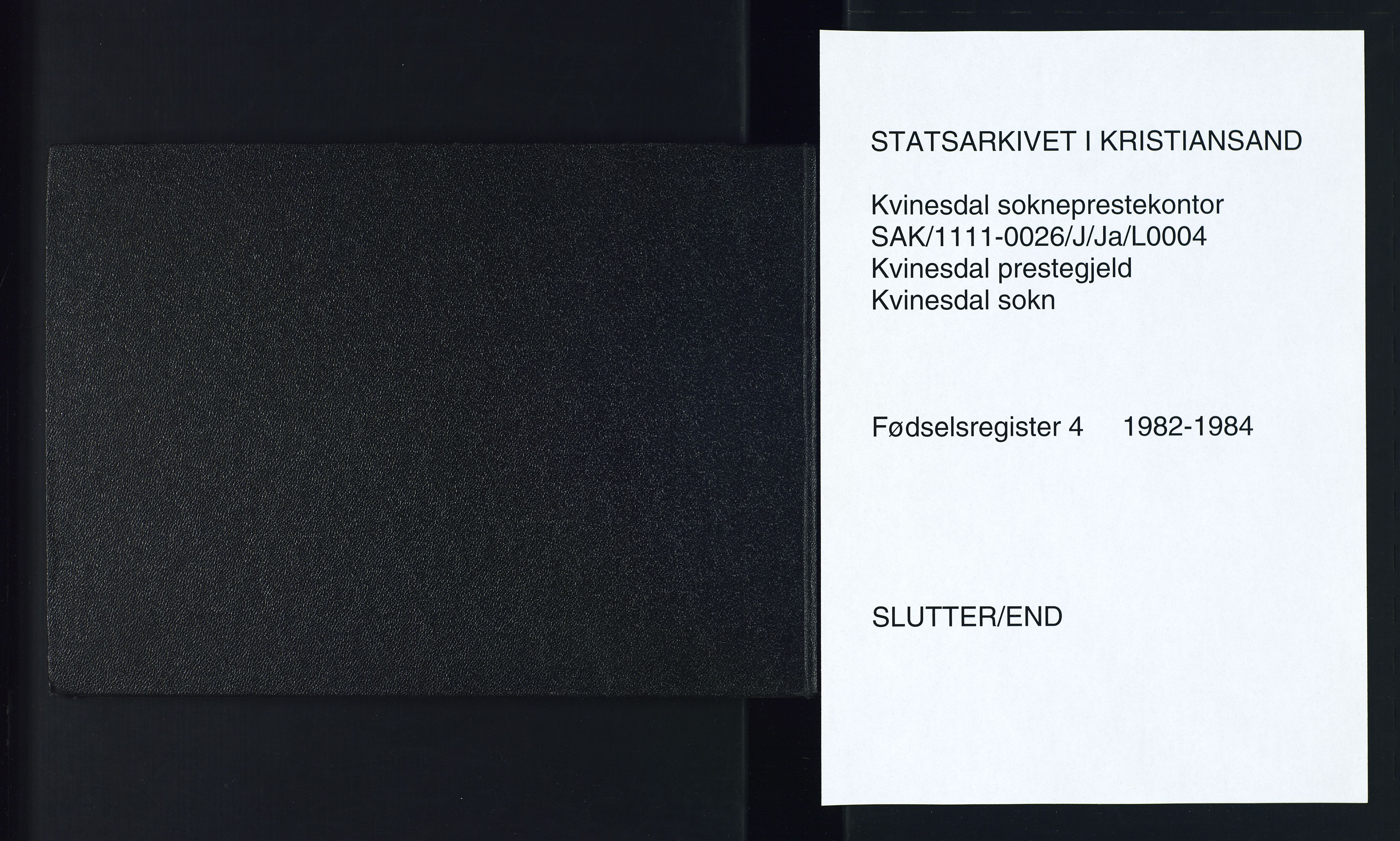 Kvinesdal sokneprestkontor, AV/SAK-1111-0026/J/Ja/L0004: Fødselsregister nr. 4, 1982-1984