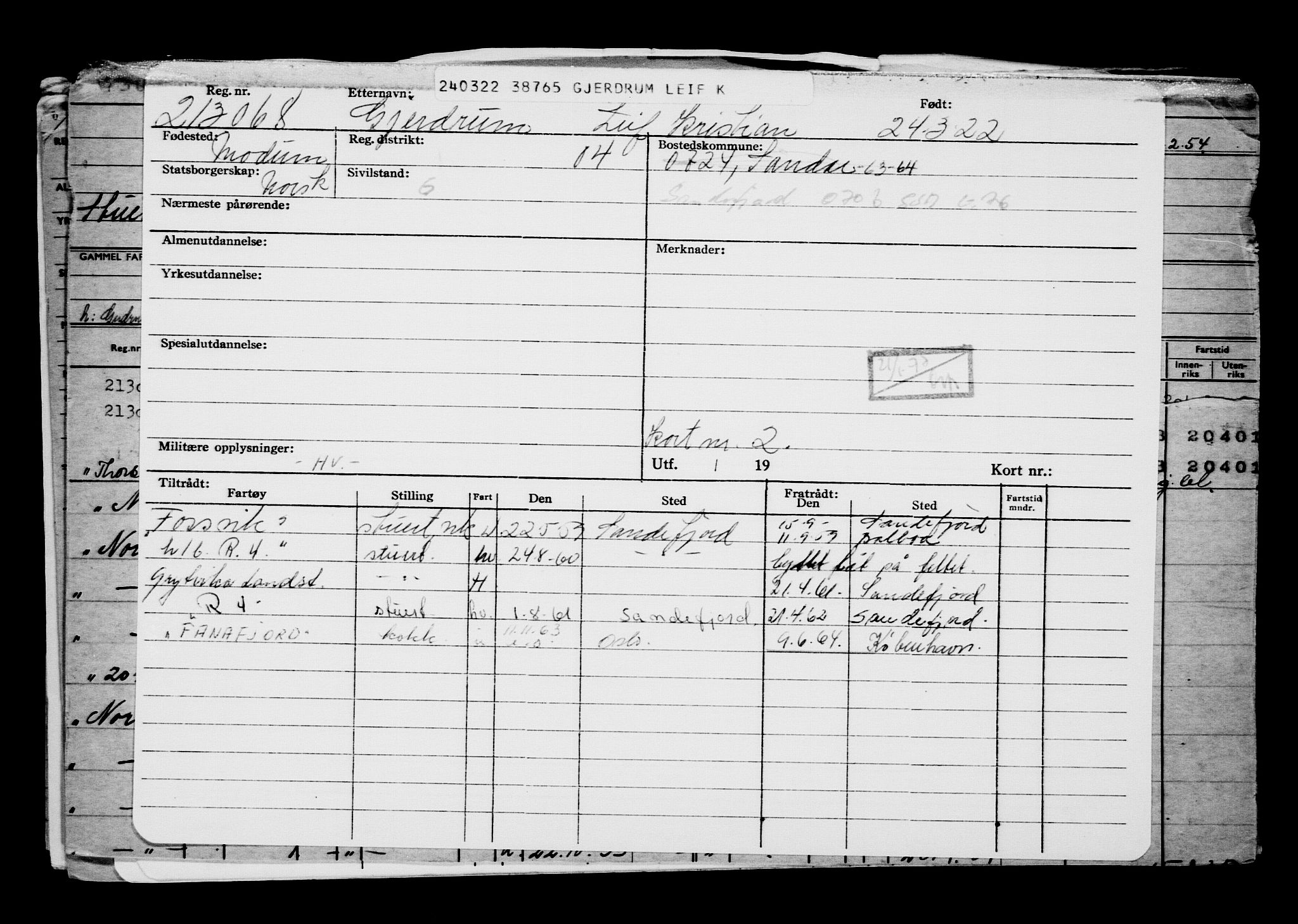 Direktoratet for sjømenn, AV/RA-S-3545/G/Gb/L0204: Hovedkort, 1922, s. 394