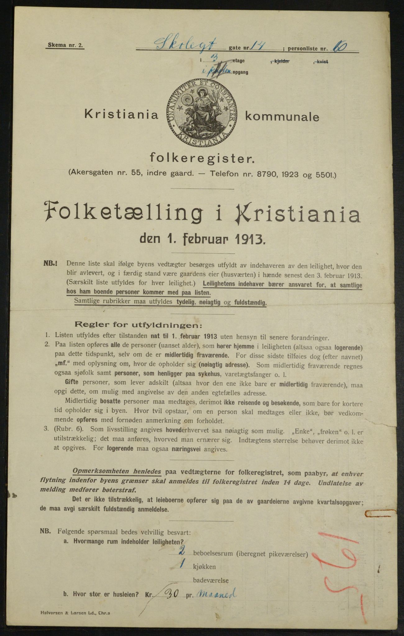 OBA, Kommunal folketelling 1.2.1913 for Kristiania, 1913, s. 96388