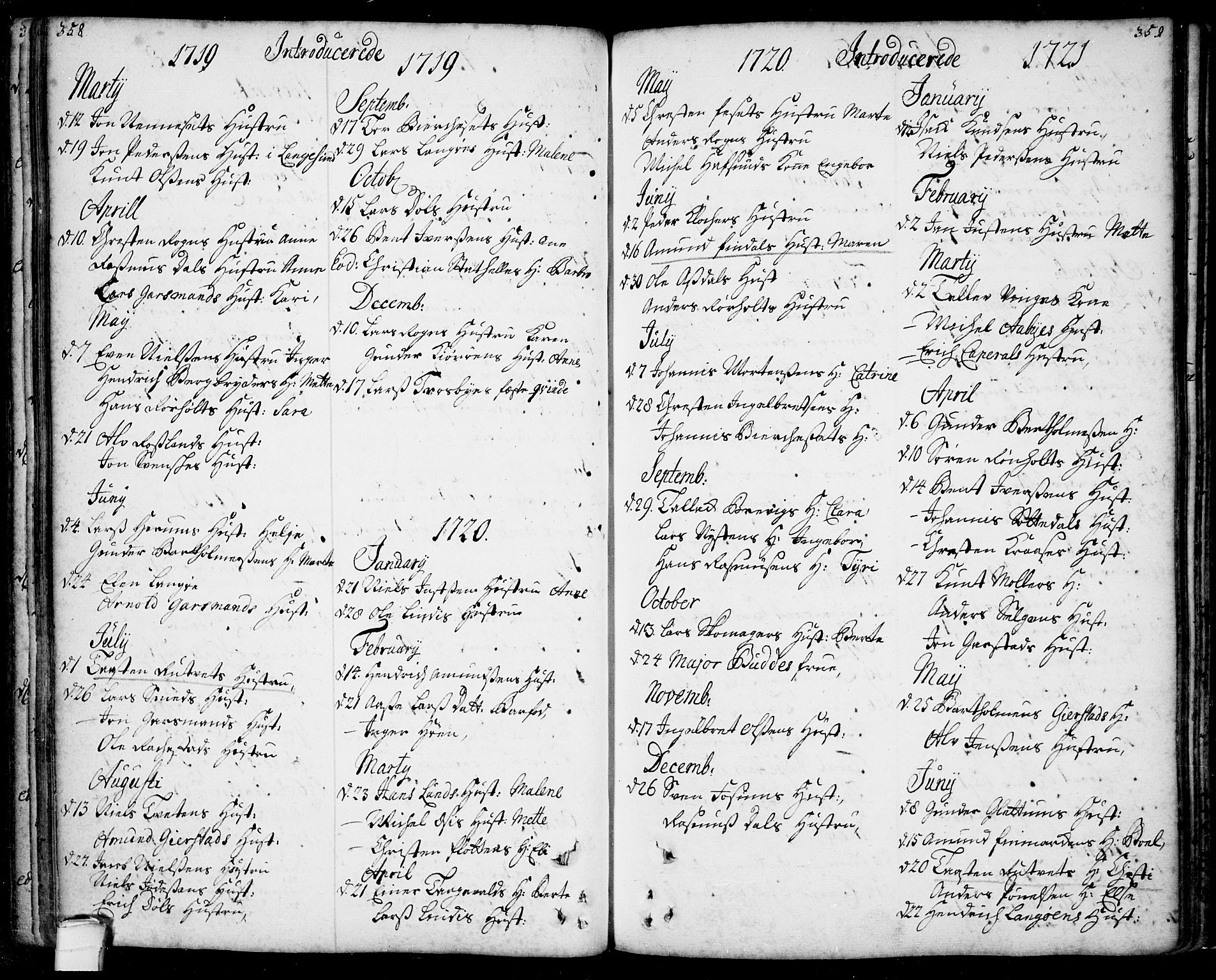 Bamble kirkebøker, AV/SAKO-A-253/F/Fa/L0001: Ministerialbok nr. I 1, 1702-1774, s. 358-359