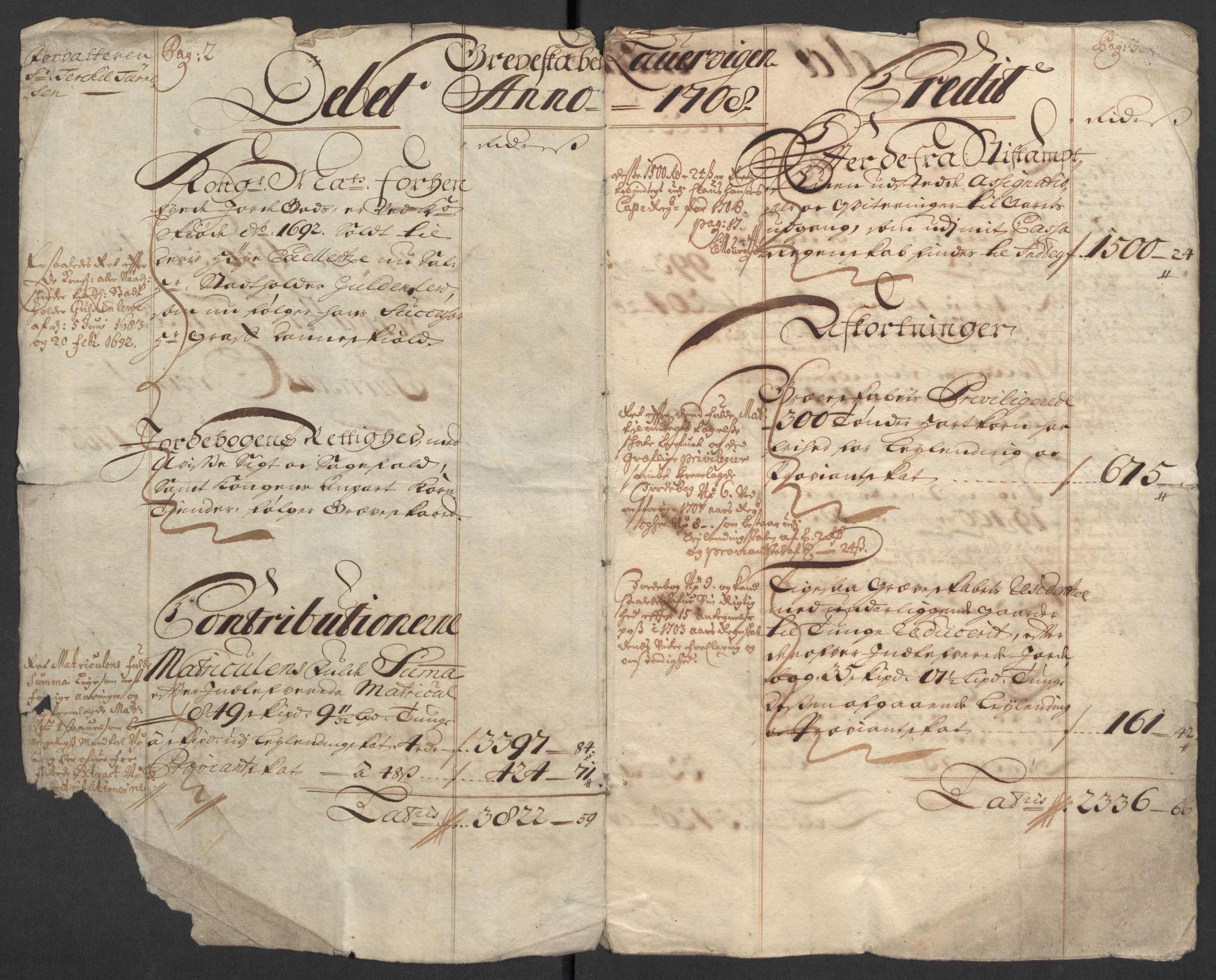 Rentekammeret inntil 1814, Reviderte regnskaper, Fogderegnskap, RA/EA-4092/R33/L1980: Fogderegnskap Larvik grevskap, 1707-1708, s. 191