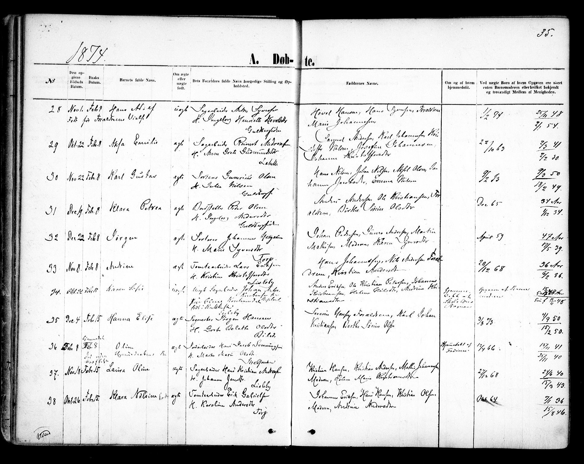 Glemmen prestekontor Kirkebøker, AV/SAO-A-10908/F/Fa/L0009: Ministerialbok nr. 9, 1871-1878, s. 35