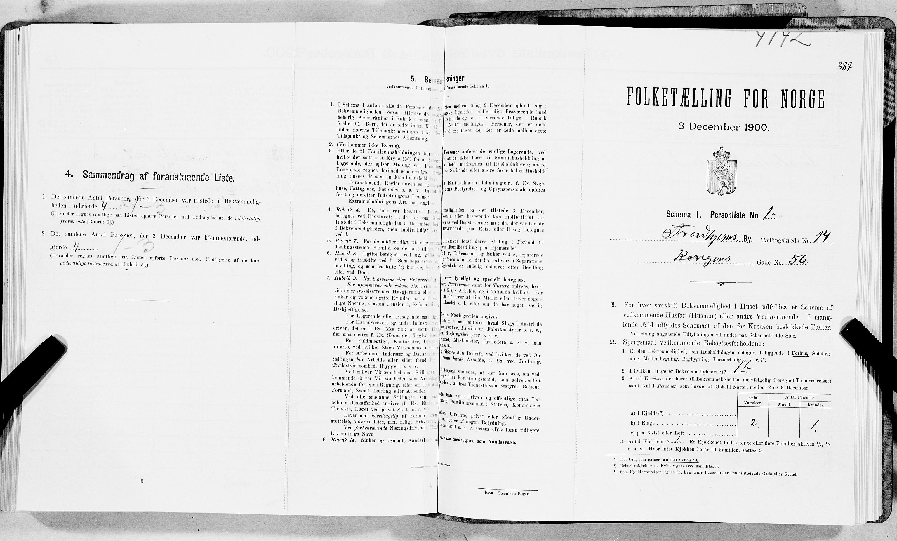 SAT, Folketelling 1900 for 1601 Trondheim kjøpstad, 1900, s. 2425