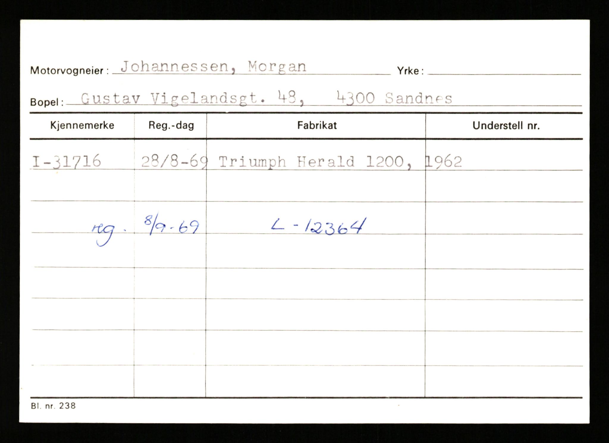 Stavanger trafikkstasjon, SAST/A-101942/0/G/L0005: Registreringsnummer: 23000 - 34245, 1930-1971, s. 2664